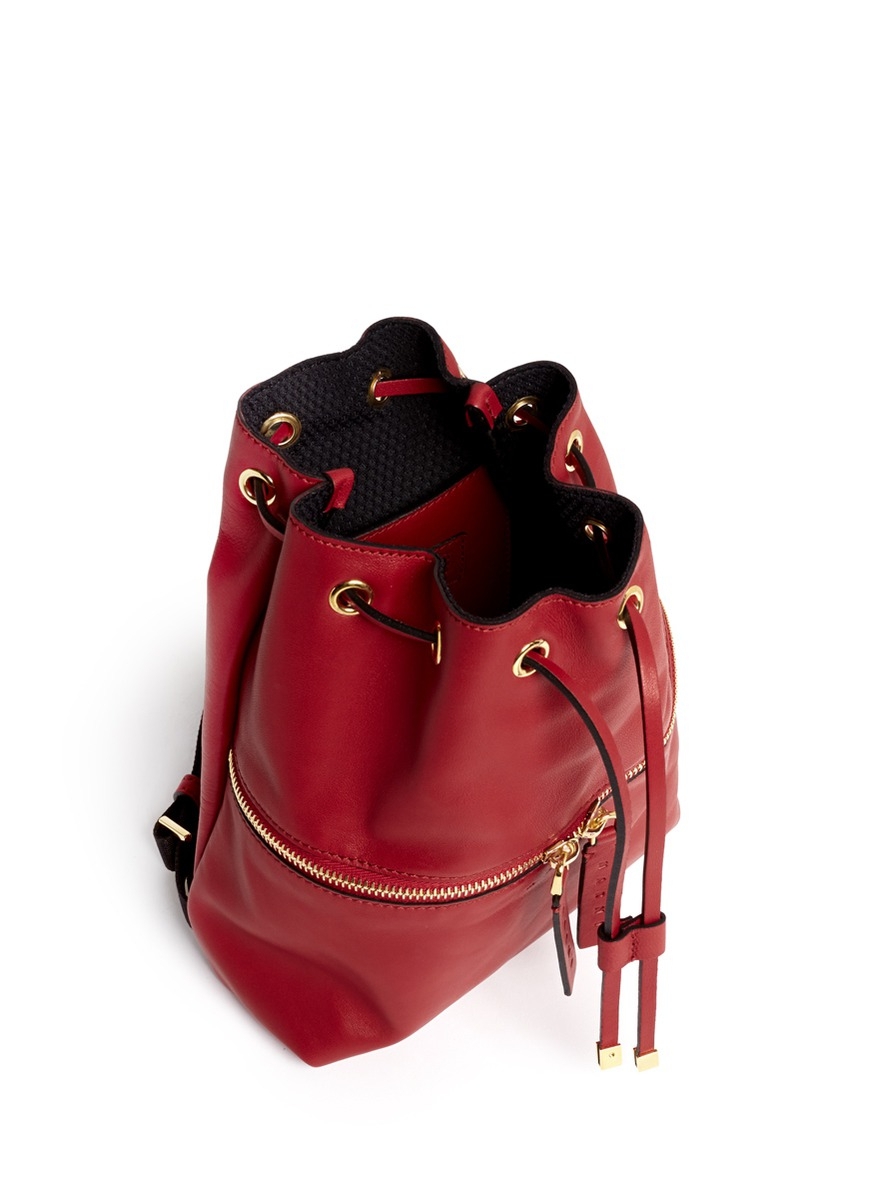 Marni Mini Leather Bucket Backpack in Red - Lyst
