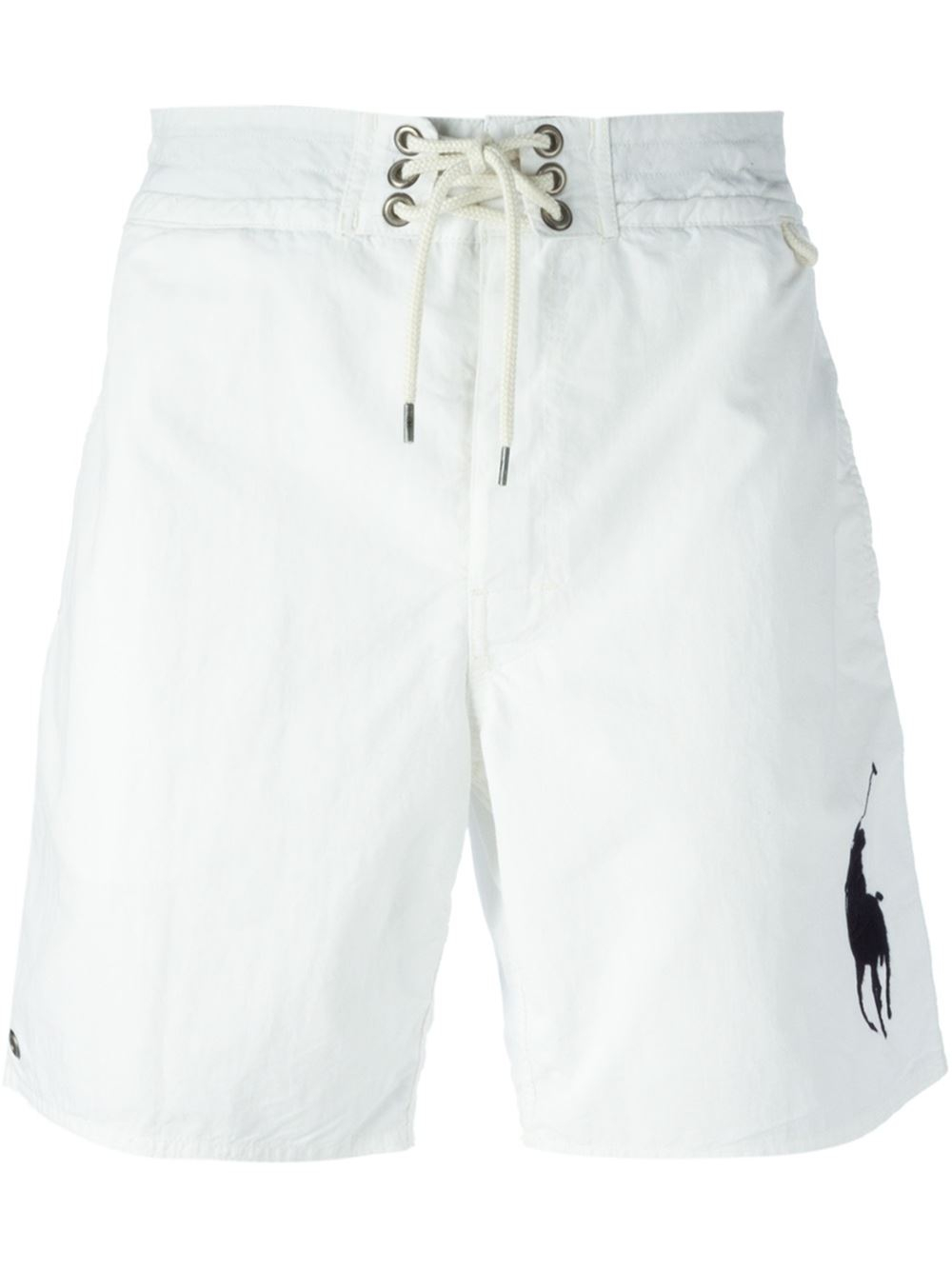 Polo Ralph Lauren Large Logo Swim Shorts in White for Men | Lyst