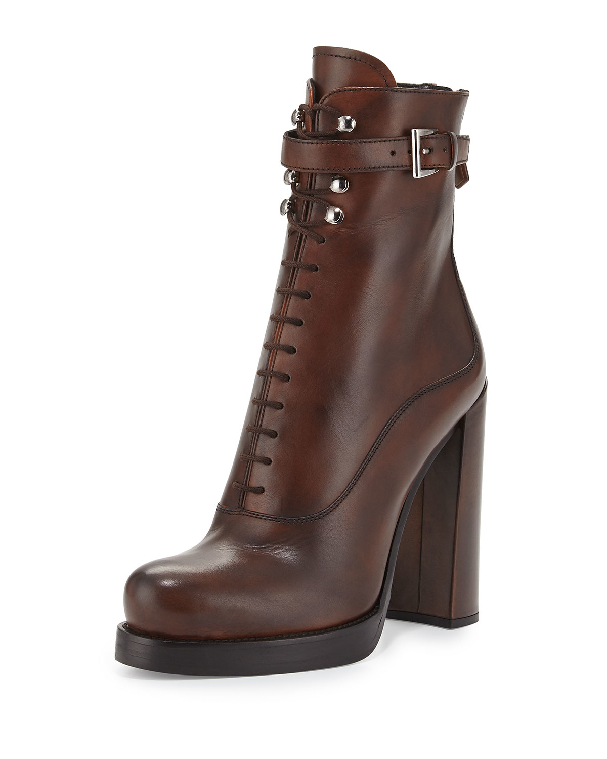 prada leather lace up boots