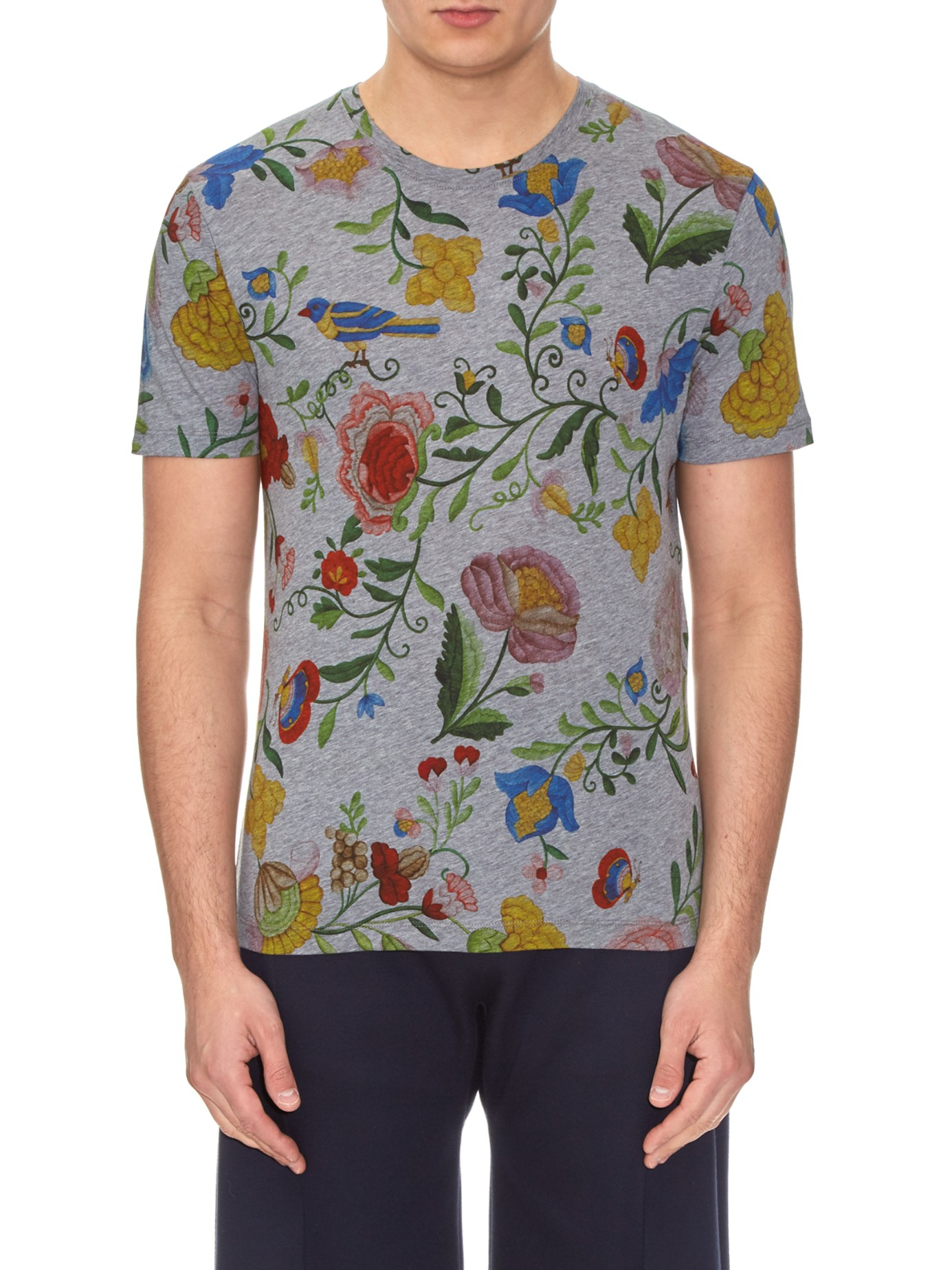 Gucci Floral-print Cotton T-shirt for Men - Lyst