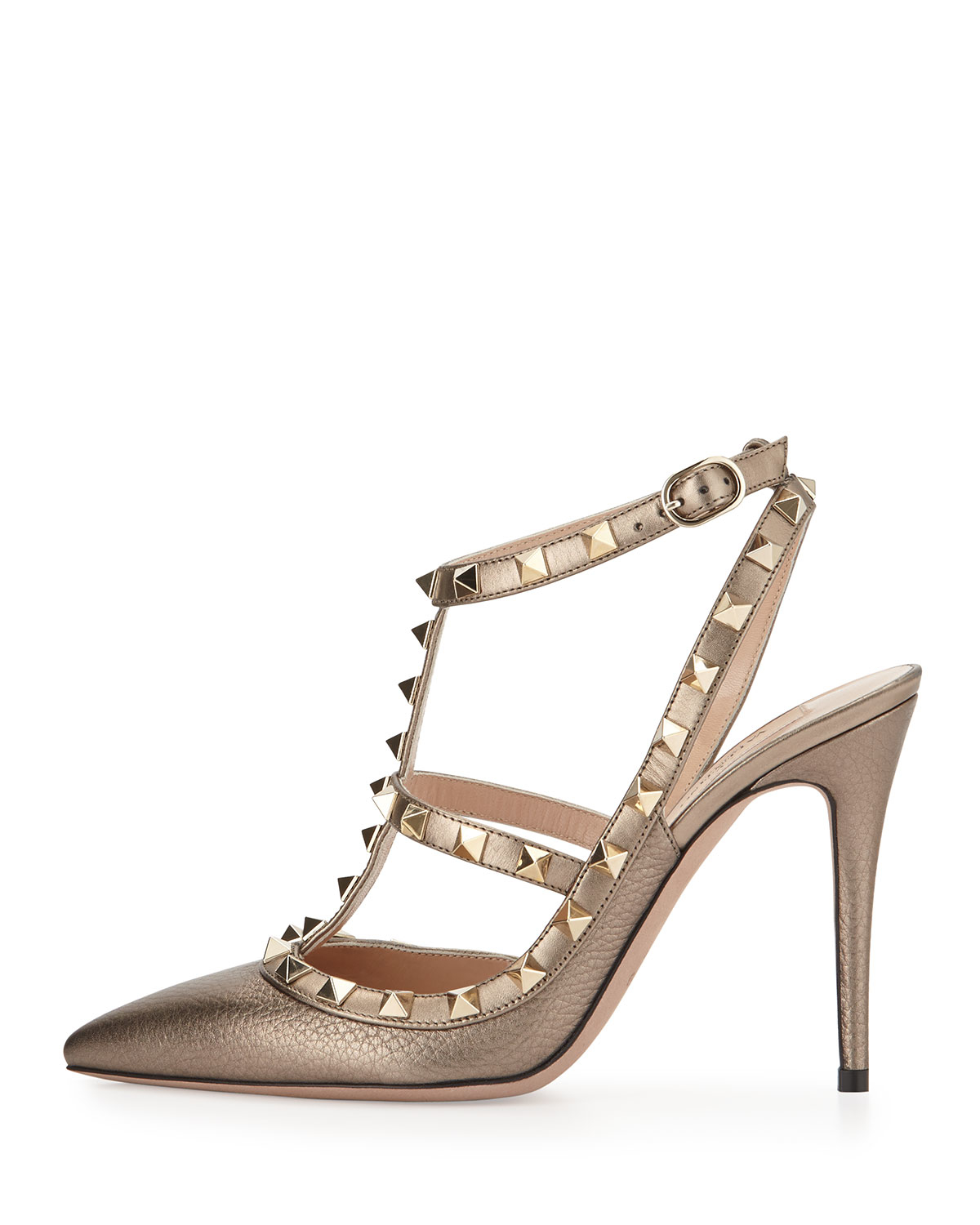  Valentino  Rockstud Metallic Sandals  in Gold SASSO Lyst