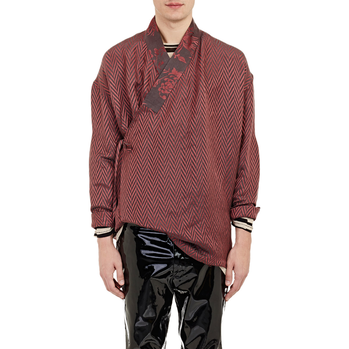Kimono T Shirt Pattern | haider ackermann chevron pattern kimono shirt in red for Kimono T Shirt Pattern | haider ackermann chevron pattern kimono shirt in red for