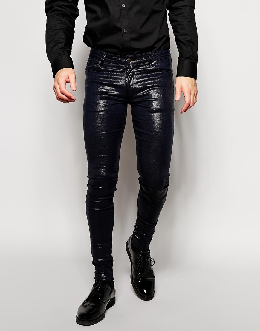 ASOS Extreme Super Skinny Jeans With Shiny Coating in Navy (Blue) for Men -  Lyst