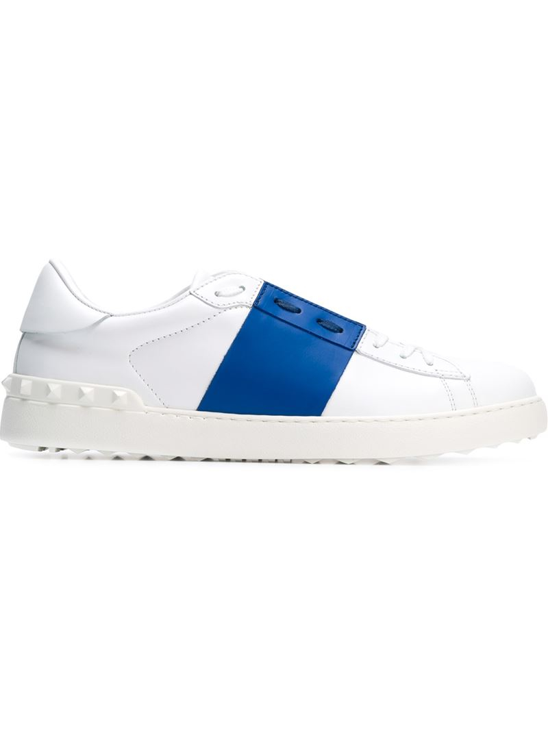 Valentino Leather 'open' Sneakers in White (Blue) for Men - Lyst