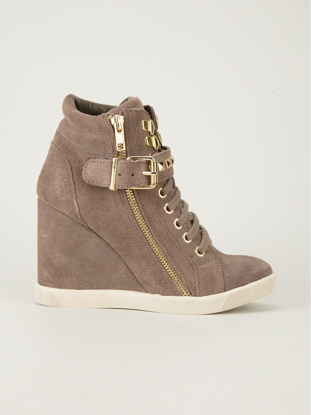 brown wedge sneakers