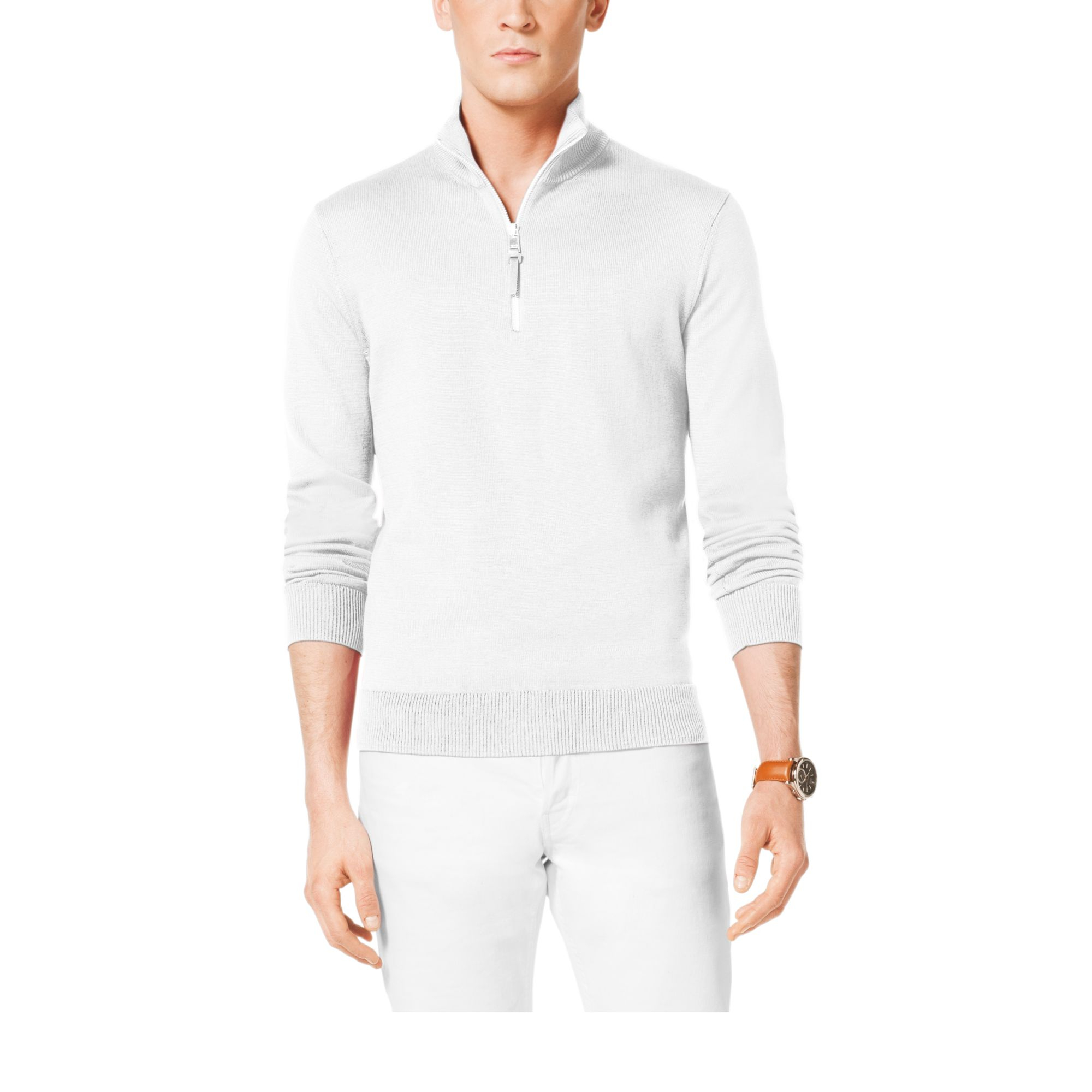 white quarter zip pullover mens