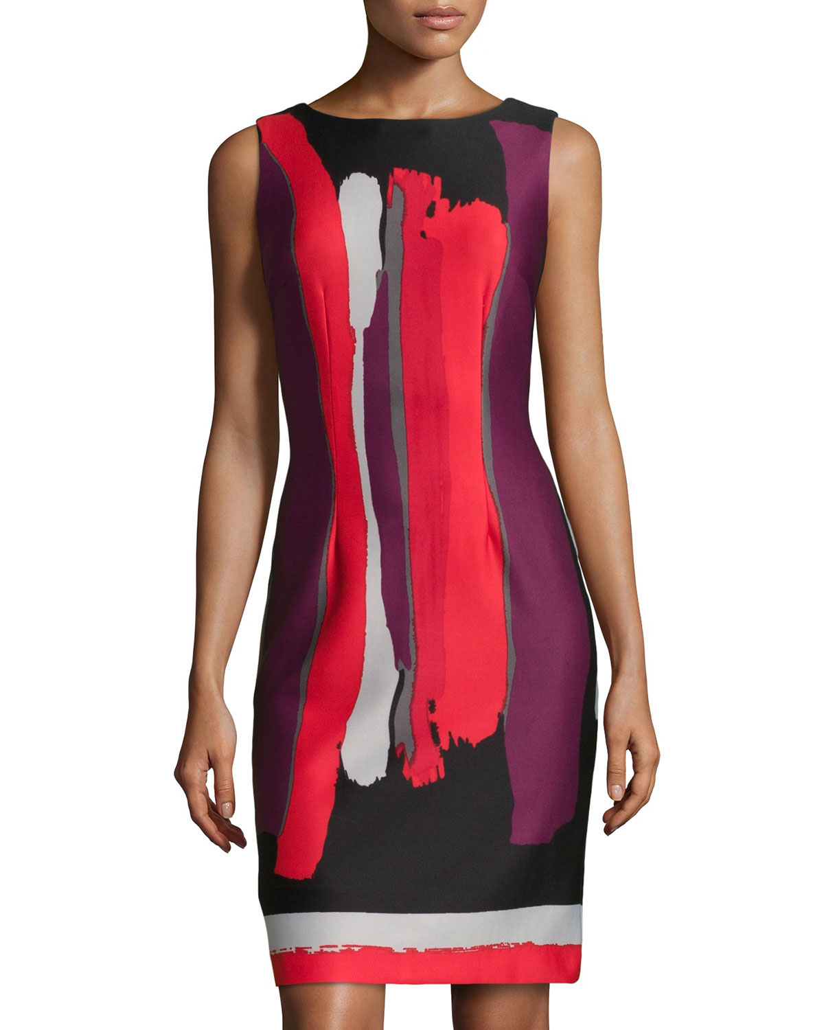 Lyst Chetta B Scuba Knit PaintbrushPrint Dress