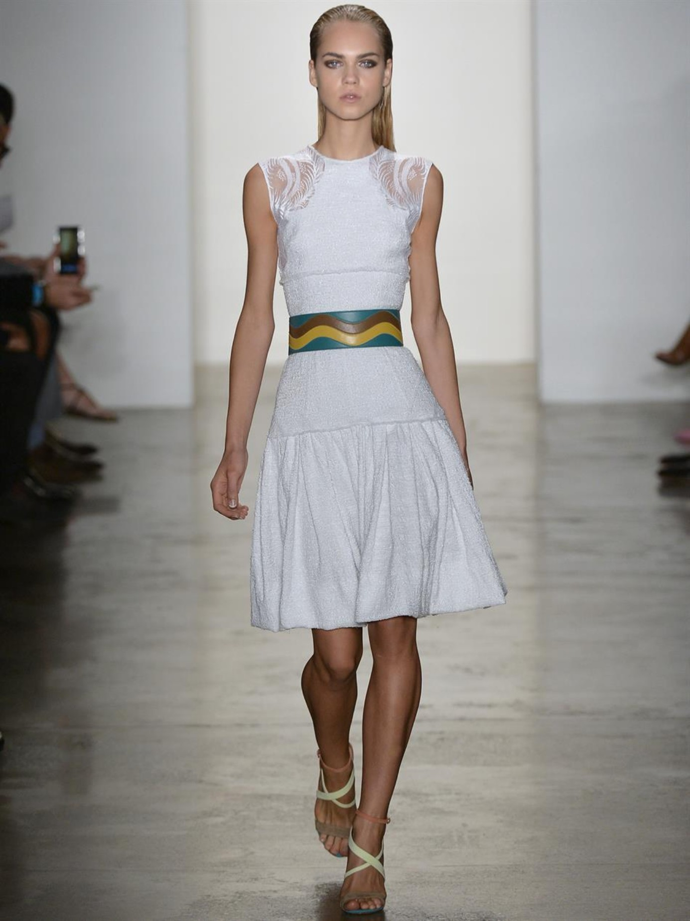 Lyst Sophie Theallet Dropped Waist Pleated Tweed Dress In White Gallery