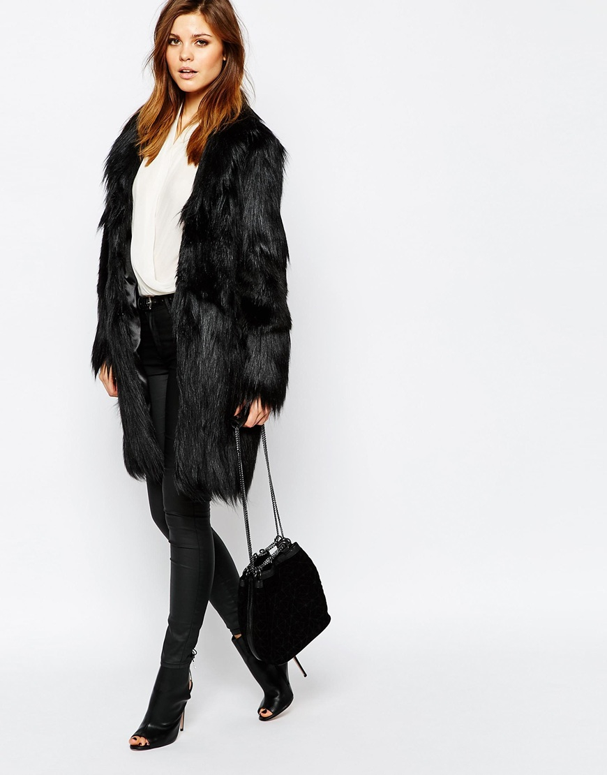 Warehouse Femme Faux Fur Coat In Natural Lyst Asos Warehouse Faux Fur Coat In Black Lyst