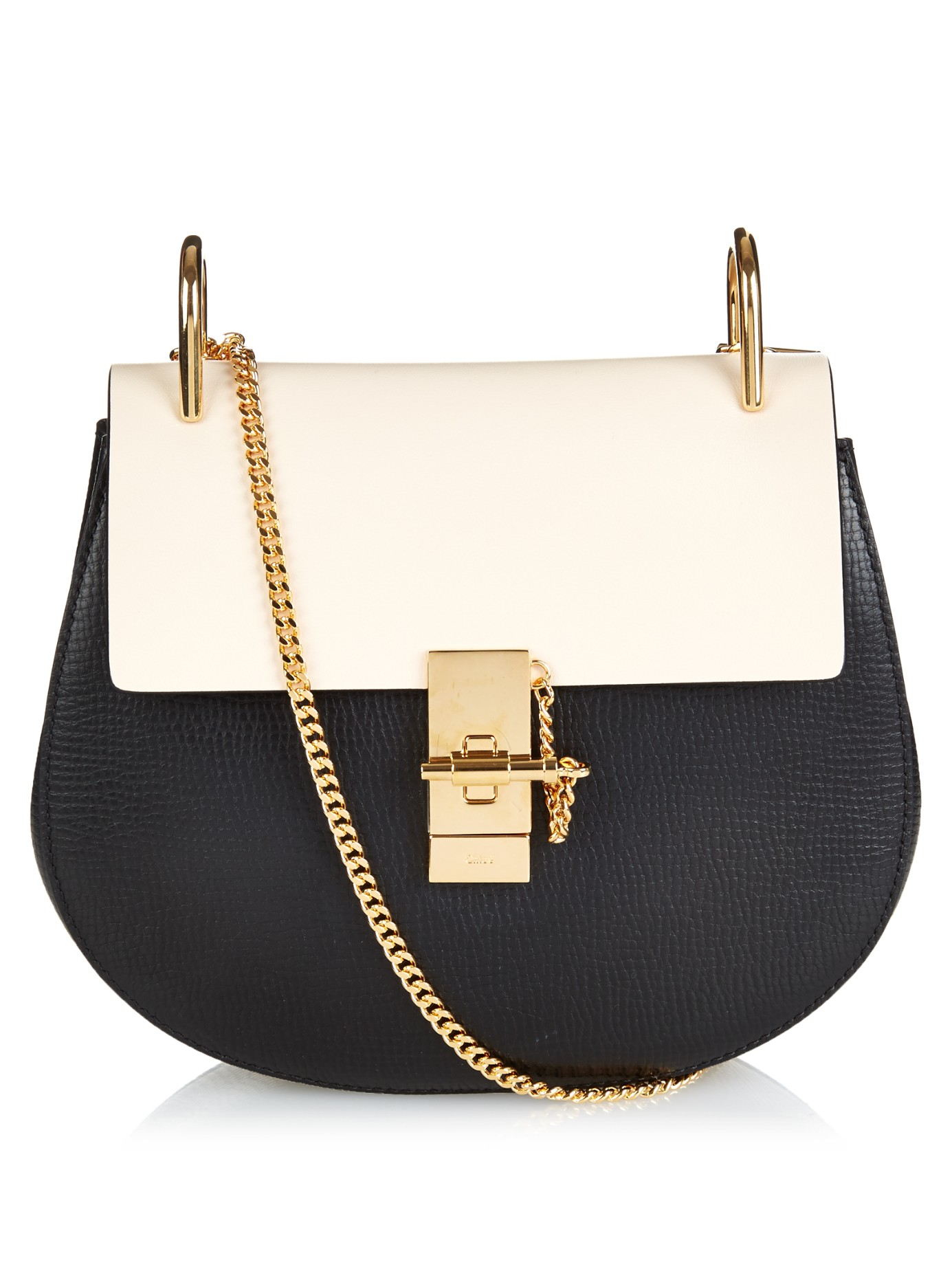 chloe designer bags - Chlo Drew Small Leather Shoulder Bag in Black (BLACK WHITE) | Lyst