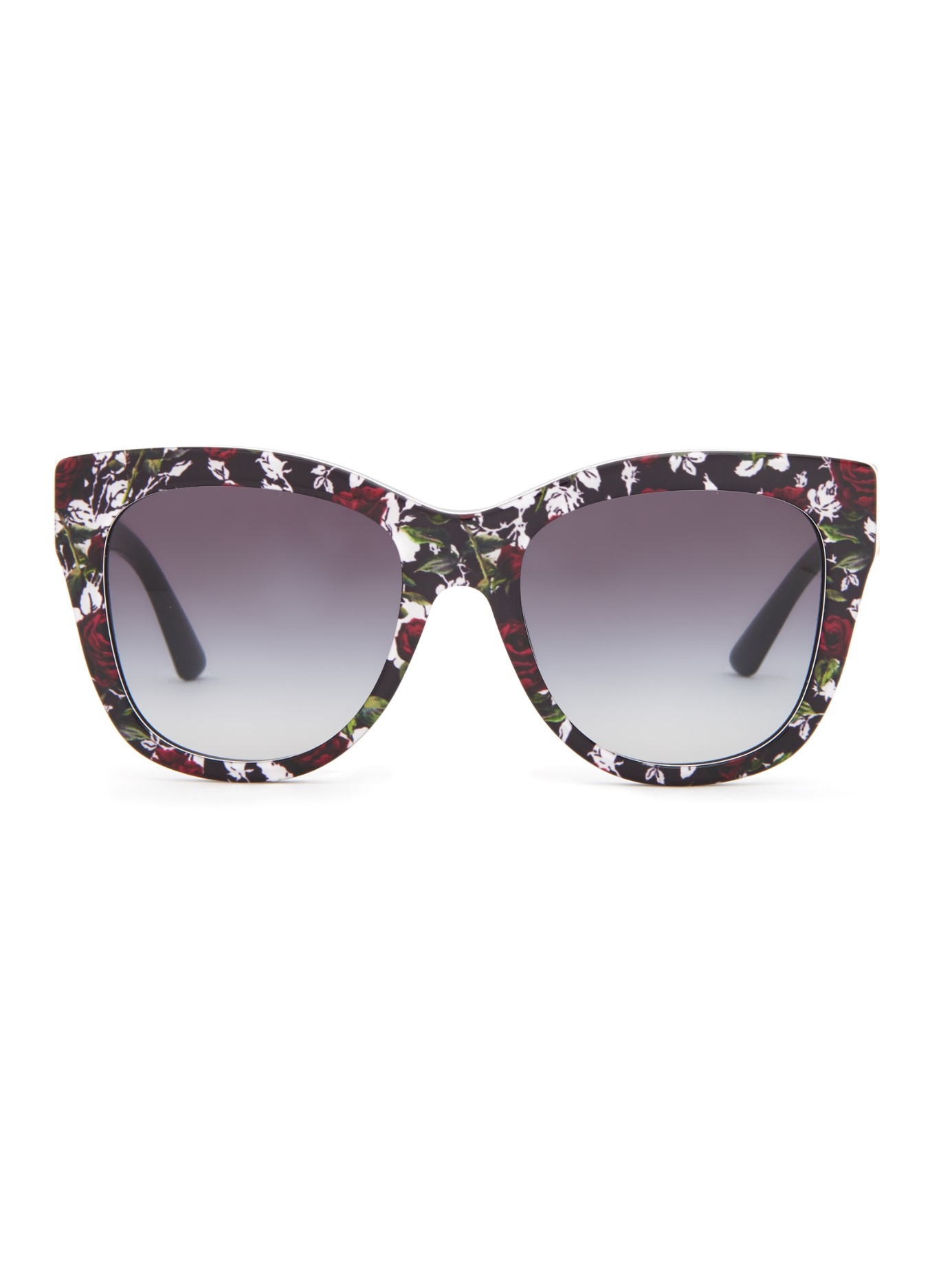 Dolce & Gabbana Rose-print Sunglasses in Black | Lyst