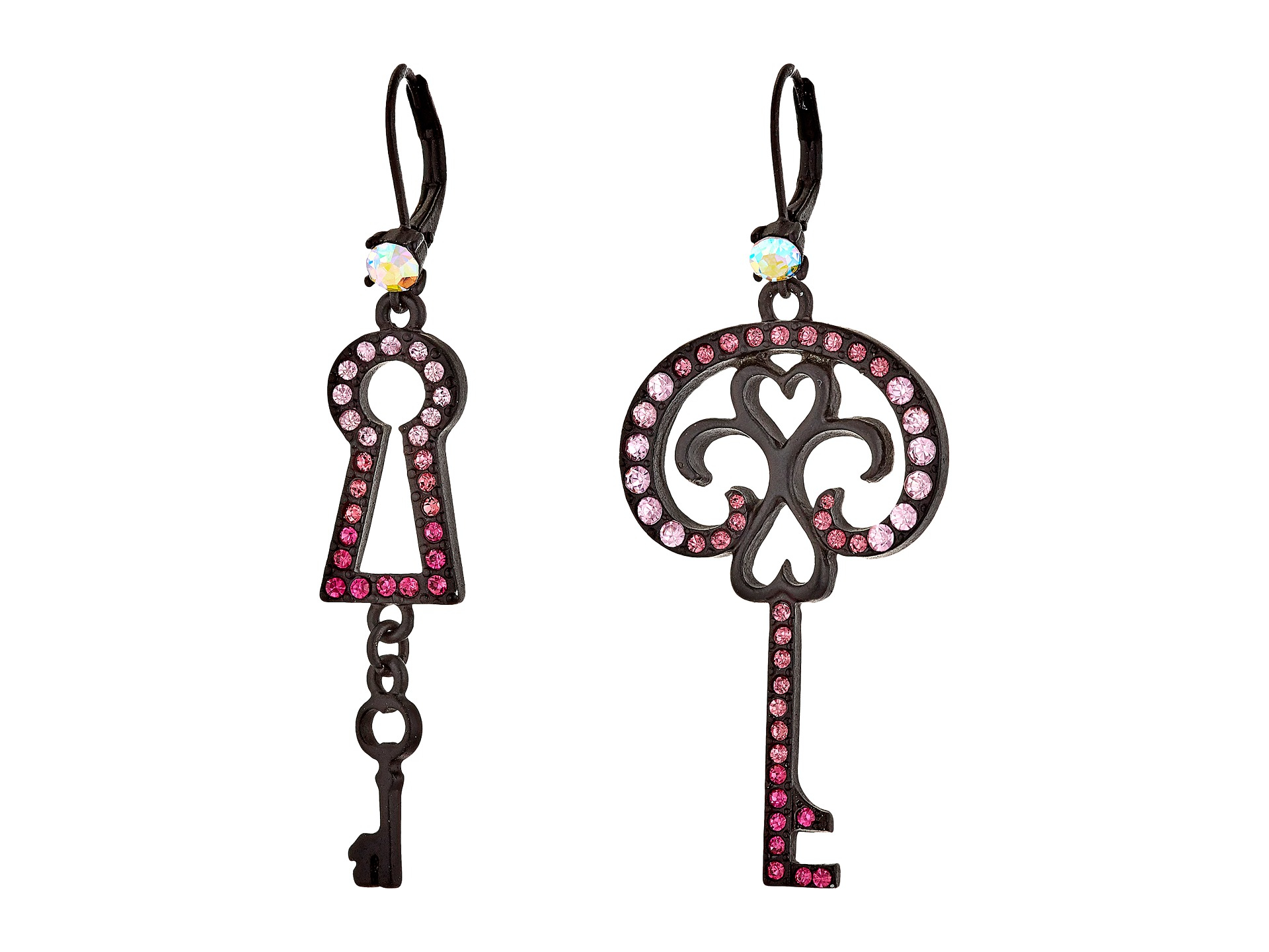 Lyst Betsey Johnson Prisoner Of Love Non Matching Key Earrings In Pink Gallery