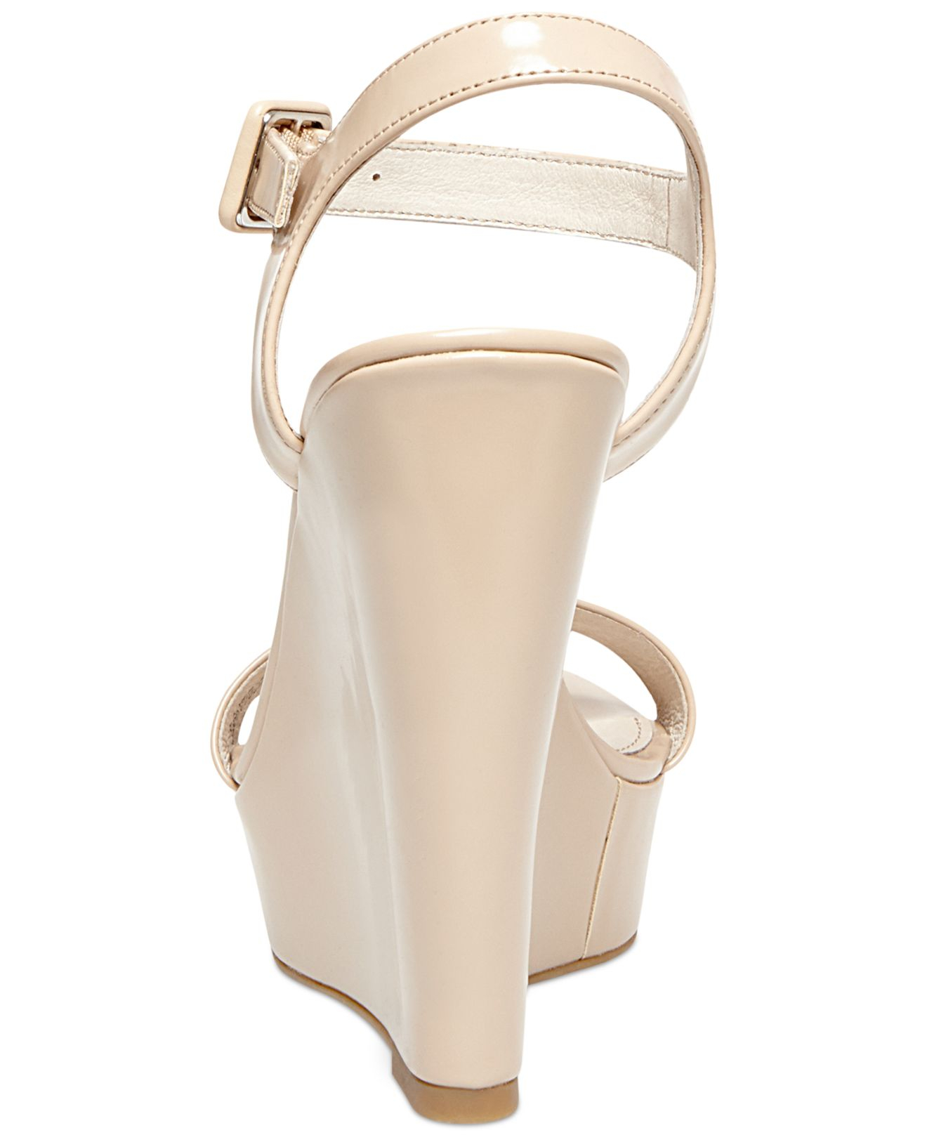 Steve Madden Prestine Two-piece Platform Wedge Sandals in Natural | Lyst