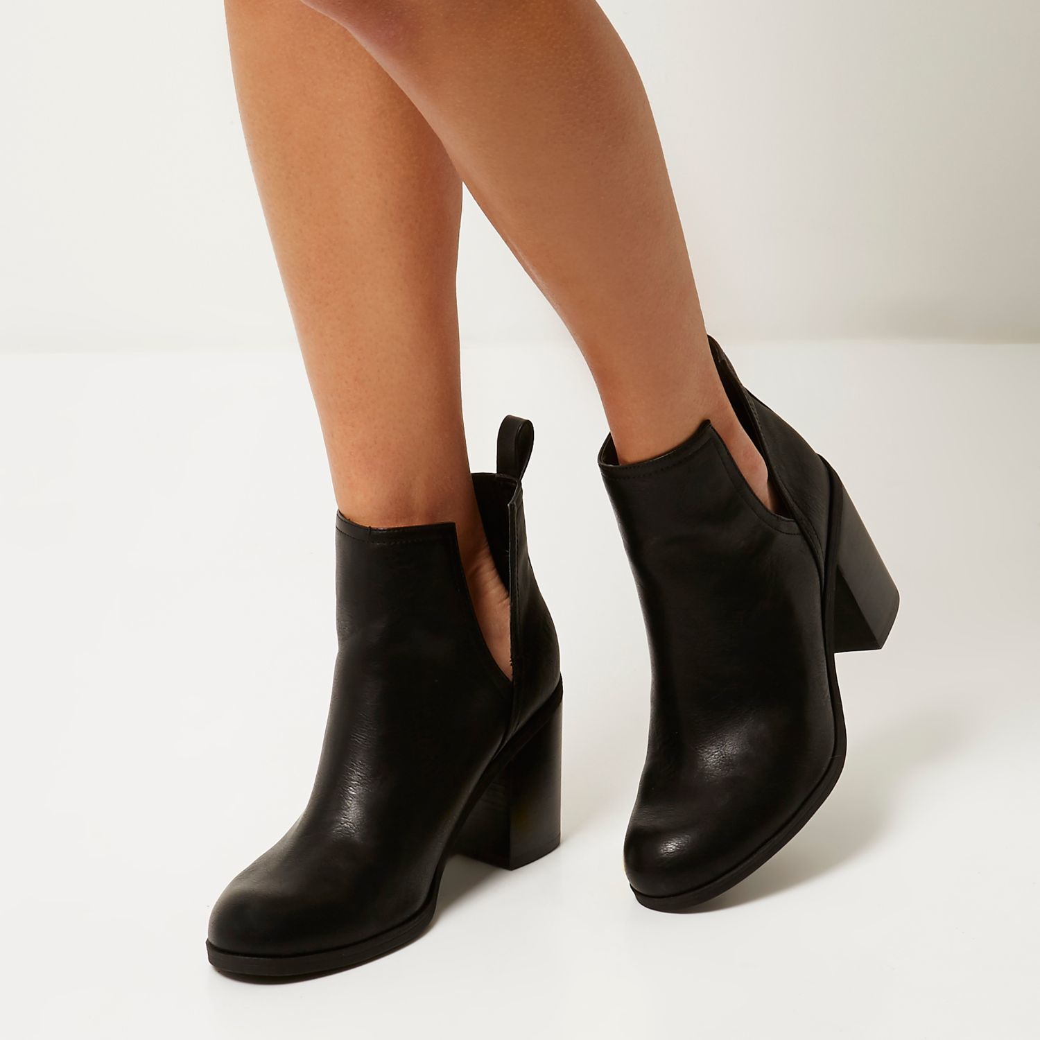 cut out heeled ankle boots