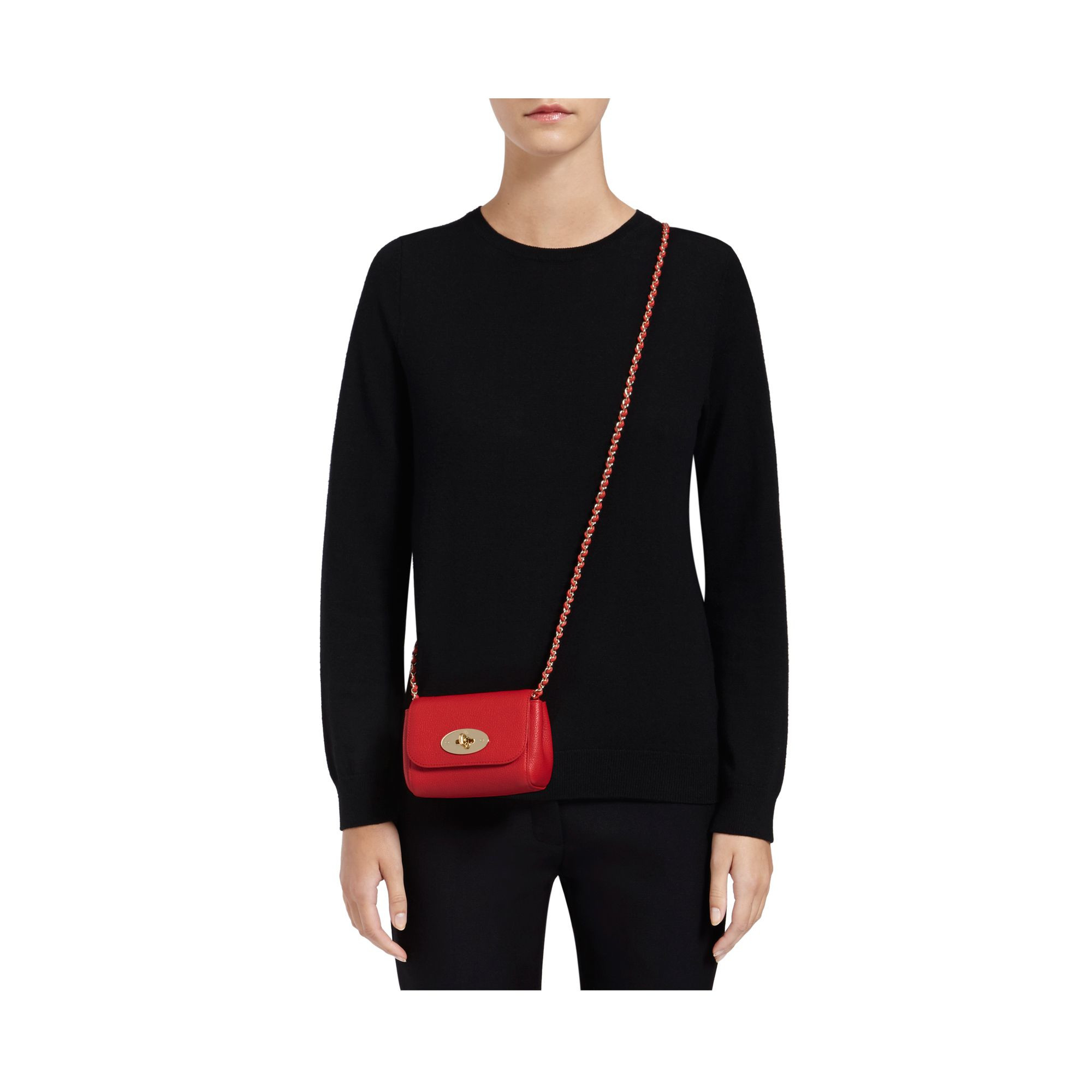 Mulberry Mini Lily Grained Leather Shoulder Bag in Red | Lyst