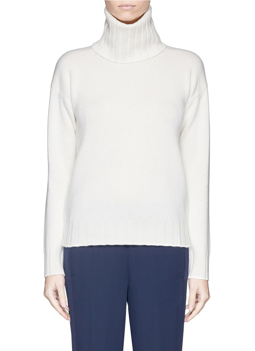 Theory lanola Turtleneck Cashmere Sweater in White Lyst.
