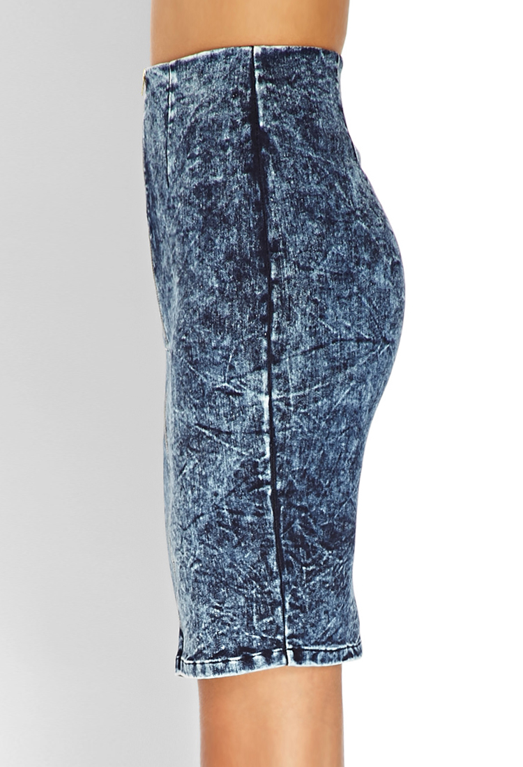 acid wash pencil skirt