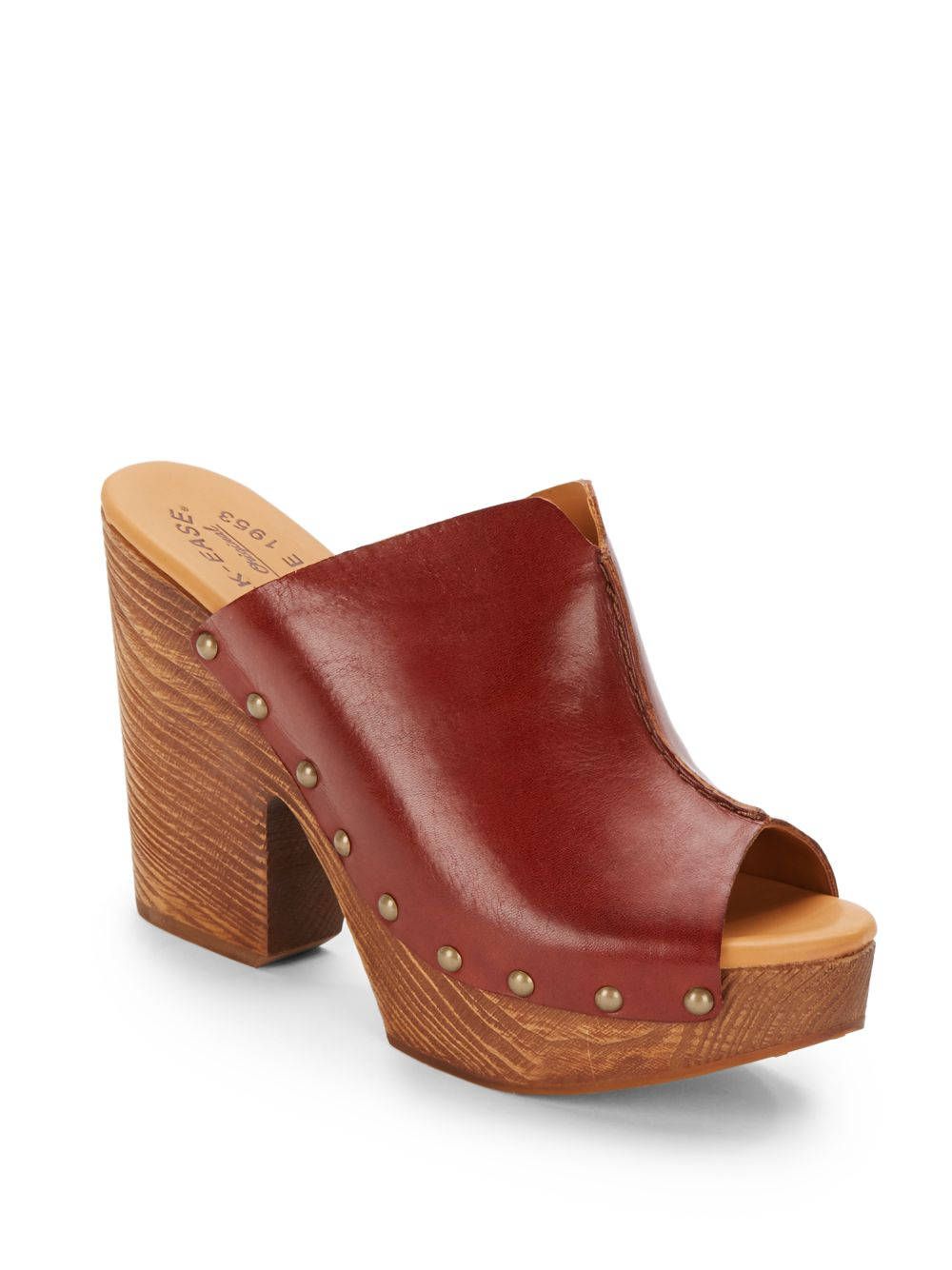 KorkEase Deanna Studded OpenToe Leather Mules in Tan (Brown) Lyst