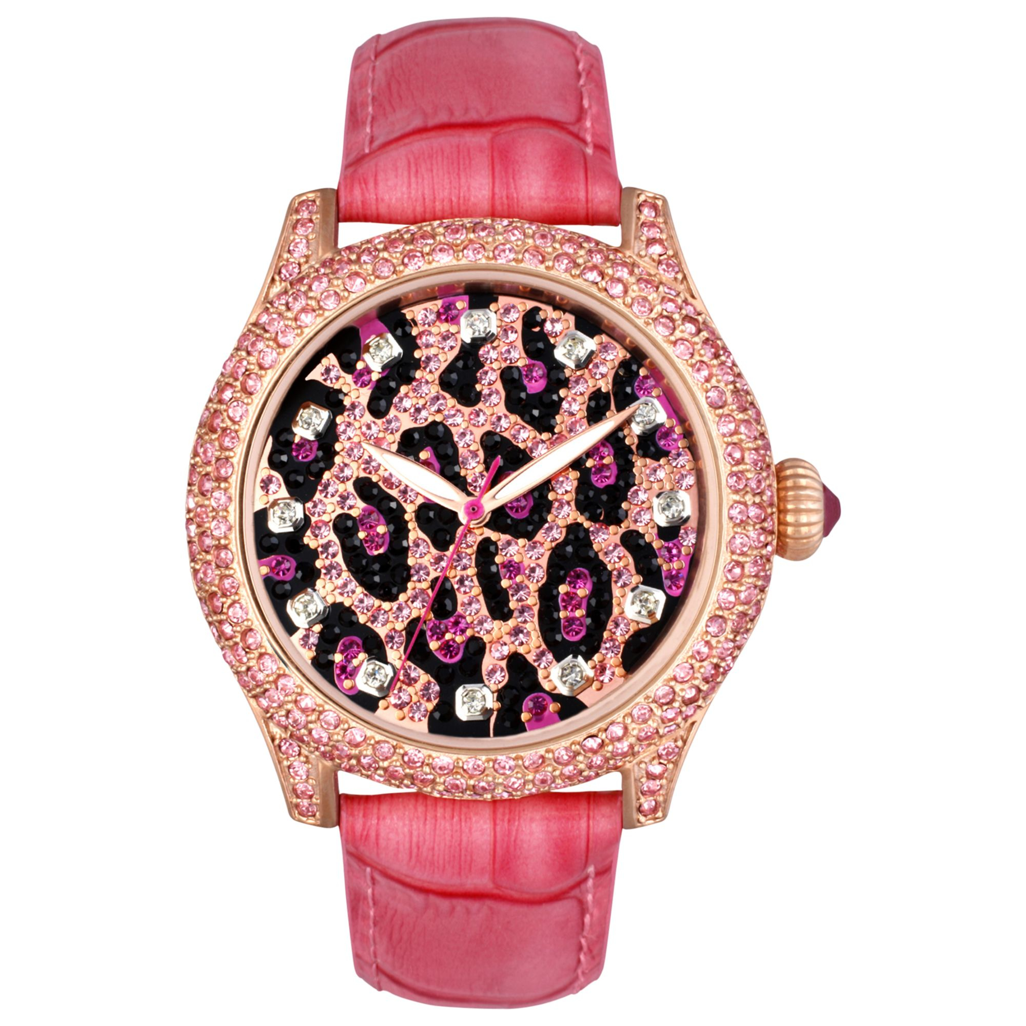 Betsey johnson Womens Pink Croc Embossed Leather Strap ...