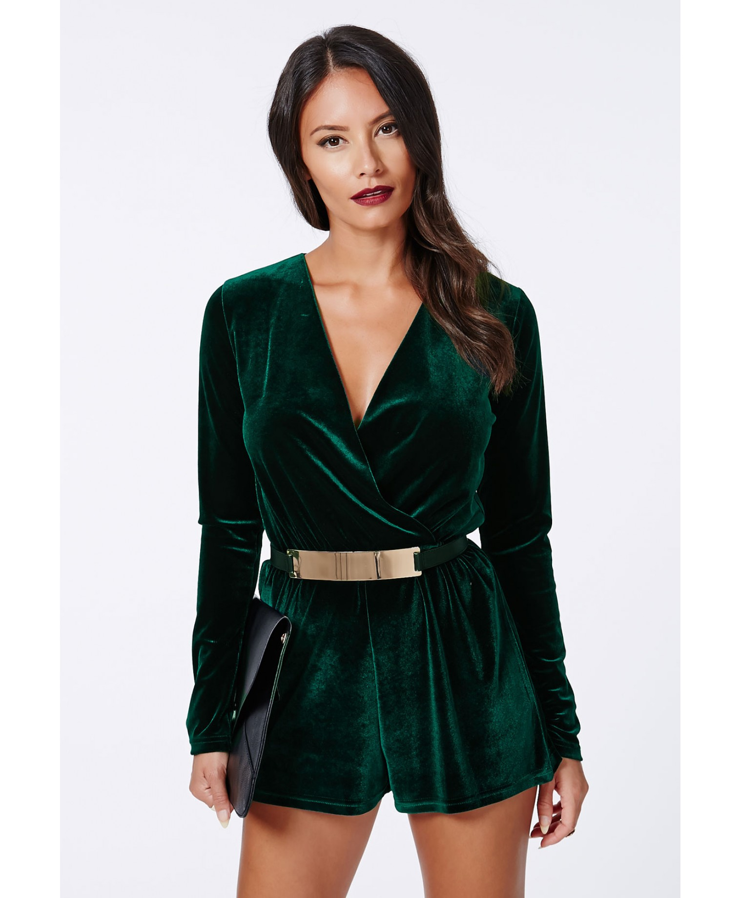 velvet green romper