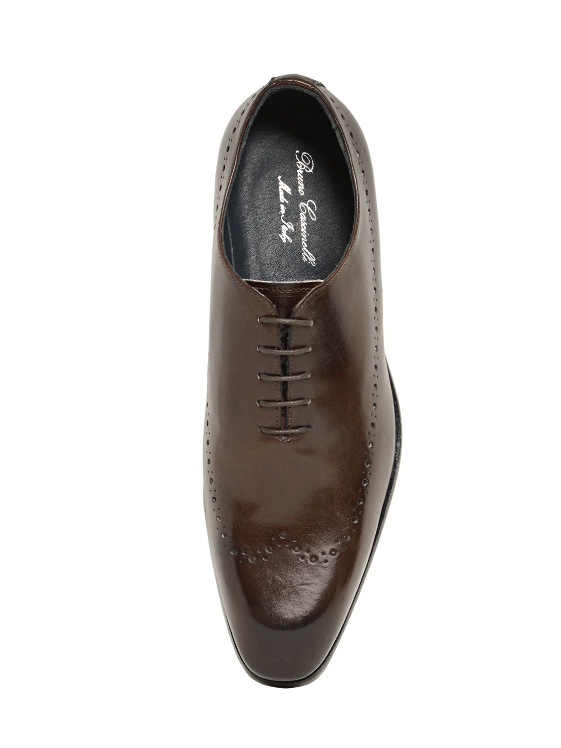 Gianni Russo Perforated Leather Oxford Lace-up Shoes in Dark Brown ...