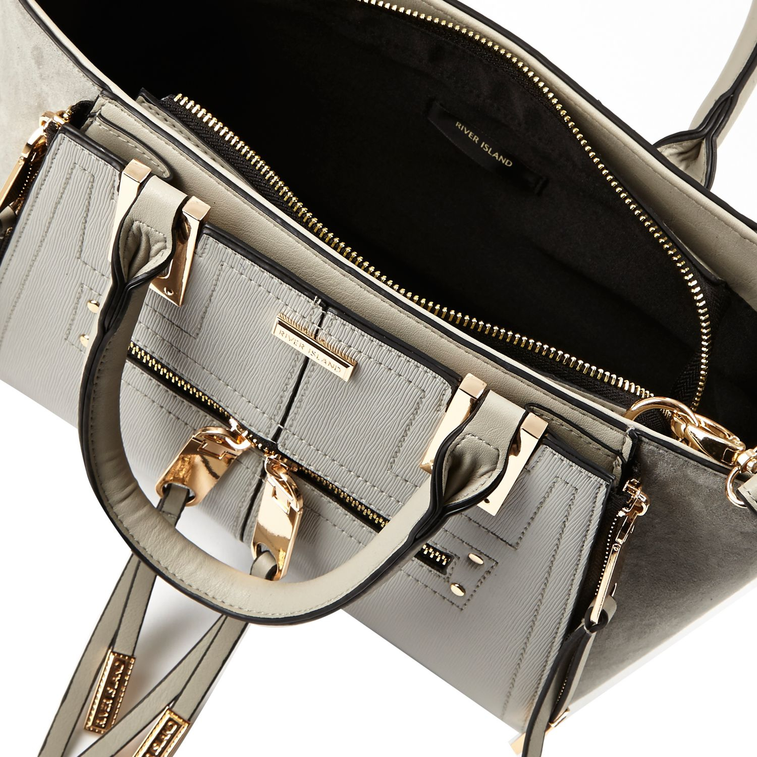 River Island Grey Mini Zip Winged Tote Handbag In Gray Lyst River Island Grey Mini Zip Winged Tote Handbag In Gray Lyst