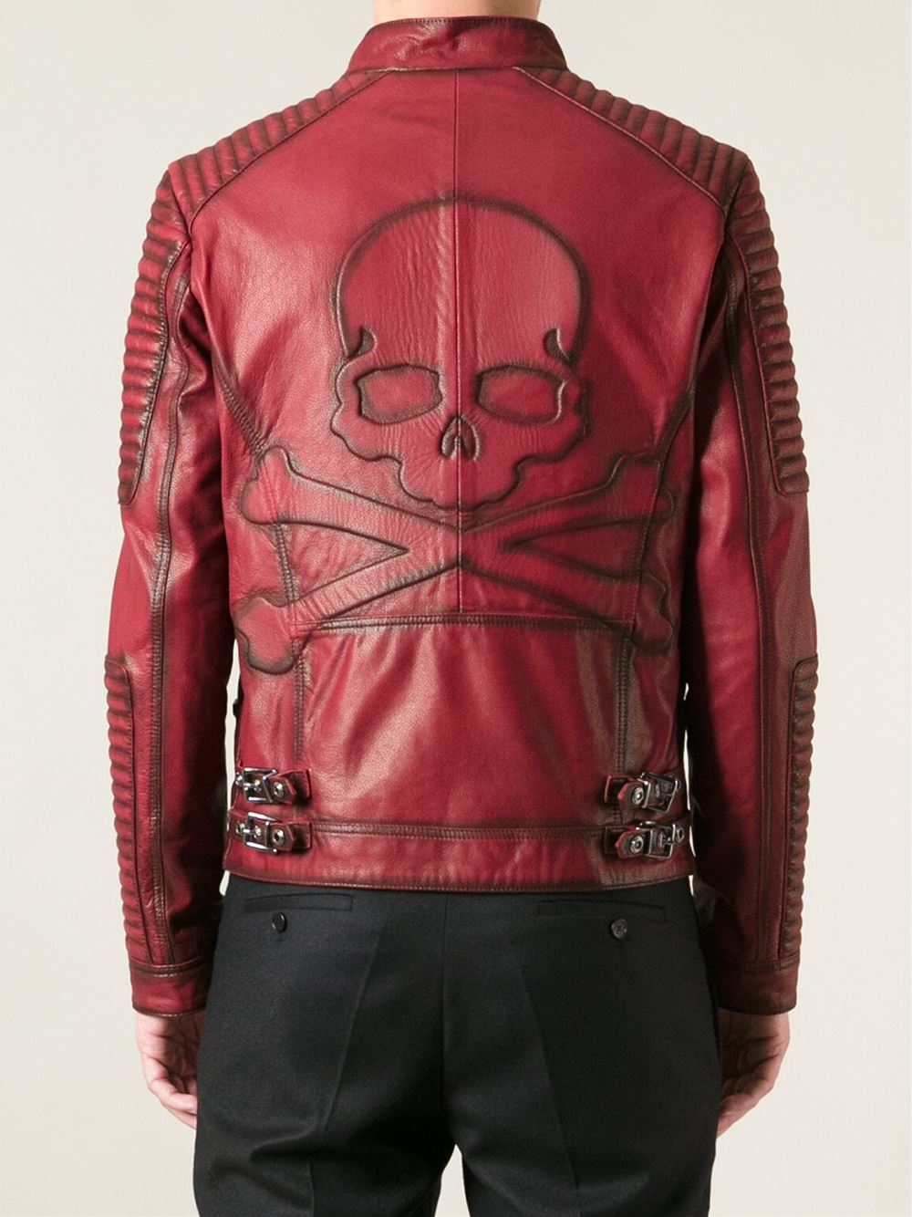 philipp plein red leather jacket