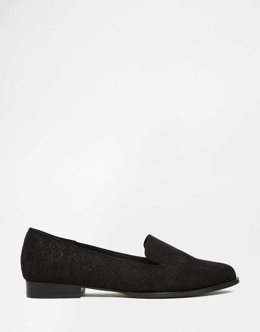 Faith Suede Alpine Black Embossed Flat Shoes - Black - Lyst