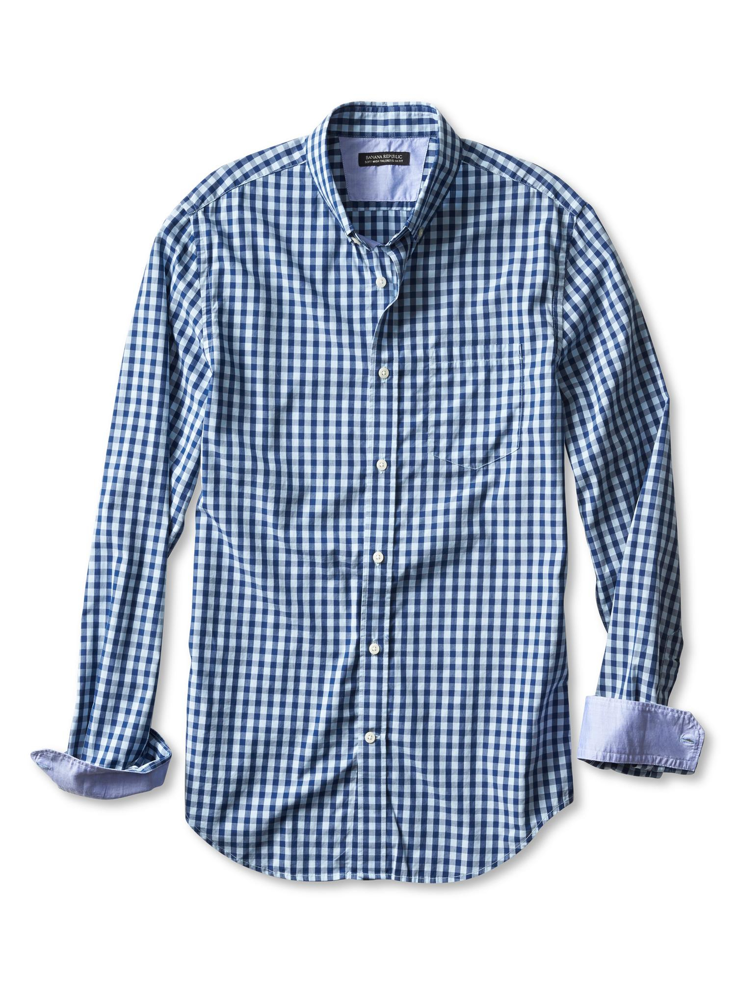 Banana republic Tailored SlimFit SoftWash Tonal Gingham Shirt in Blue for Men (Blue raven) Lyst