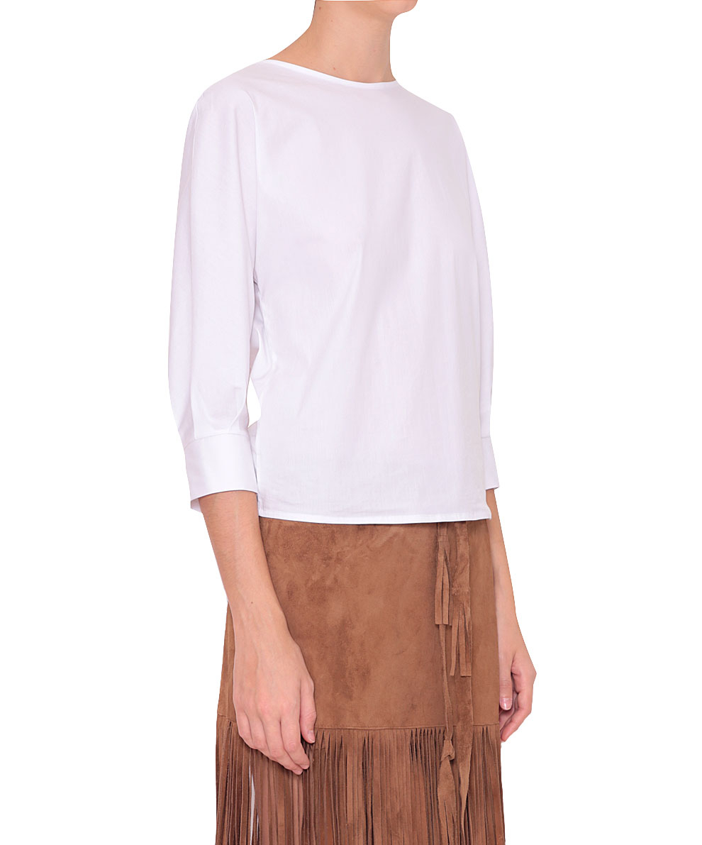 lyst p a r o s h cop cotton blouse with ribbon in white lyst p a r o s h cop cotton blouse with ribbon in white