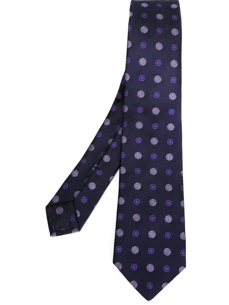 Kiton Mini Flower Embroidery Tie in Blue for Men | Lyst