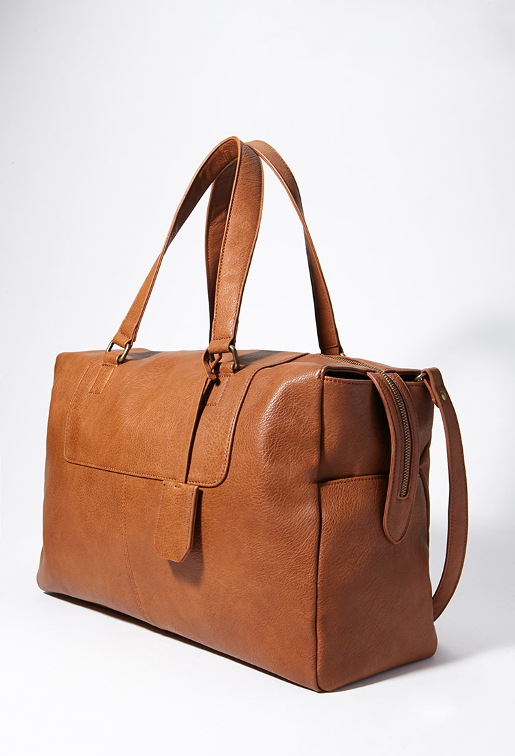 faux leather weekender bag