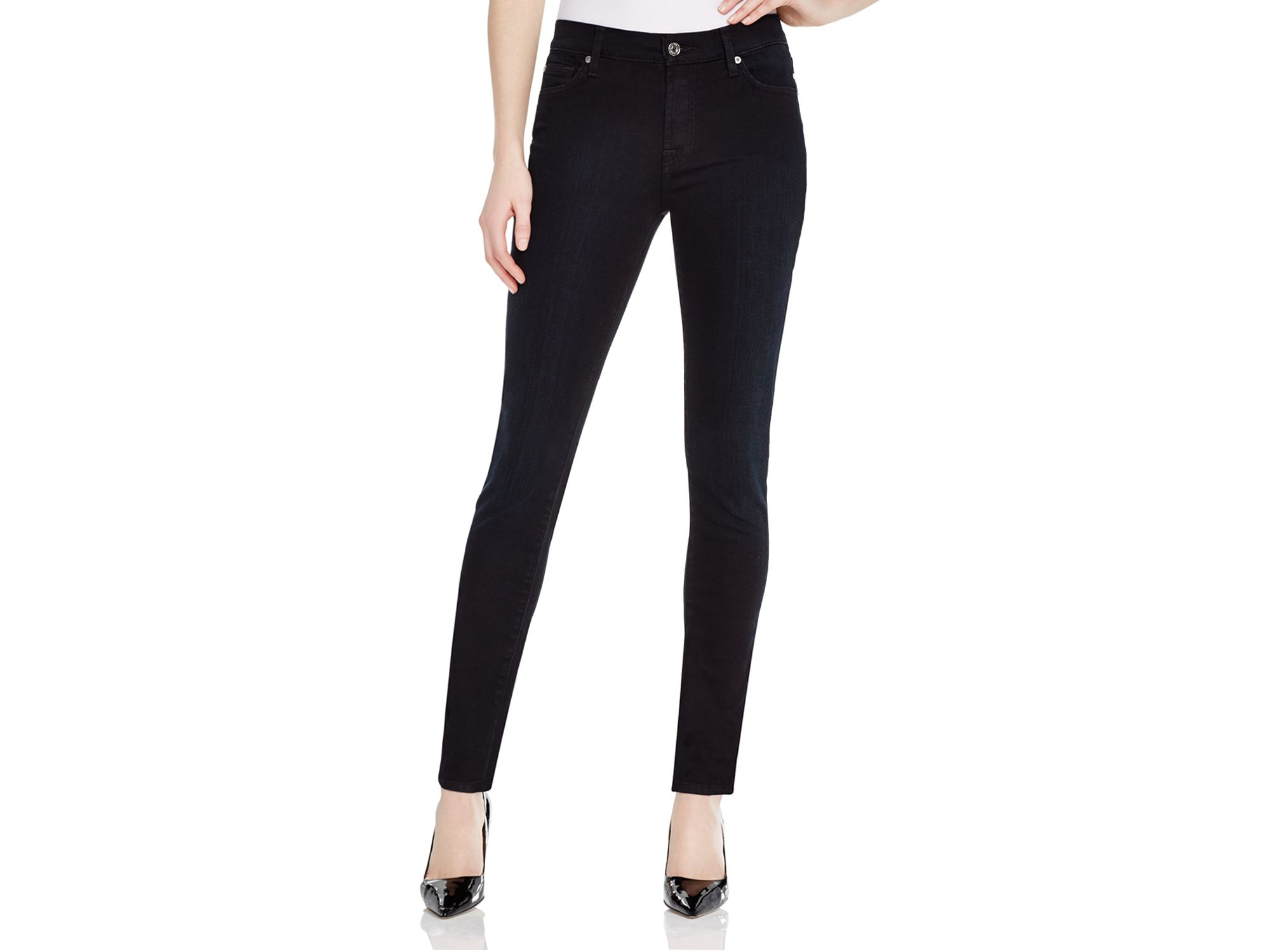 7 For All Mankind Denim Gwenevere Skinny Jeans In Rinsed Black Night ...