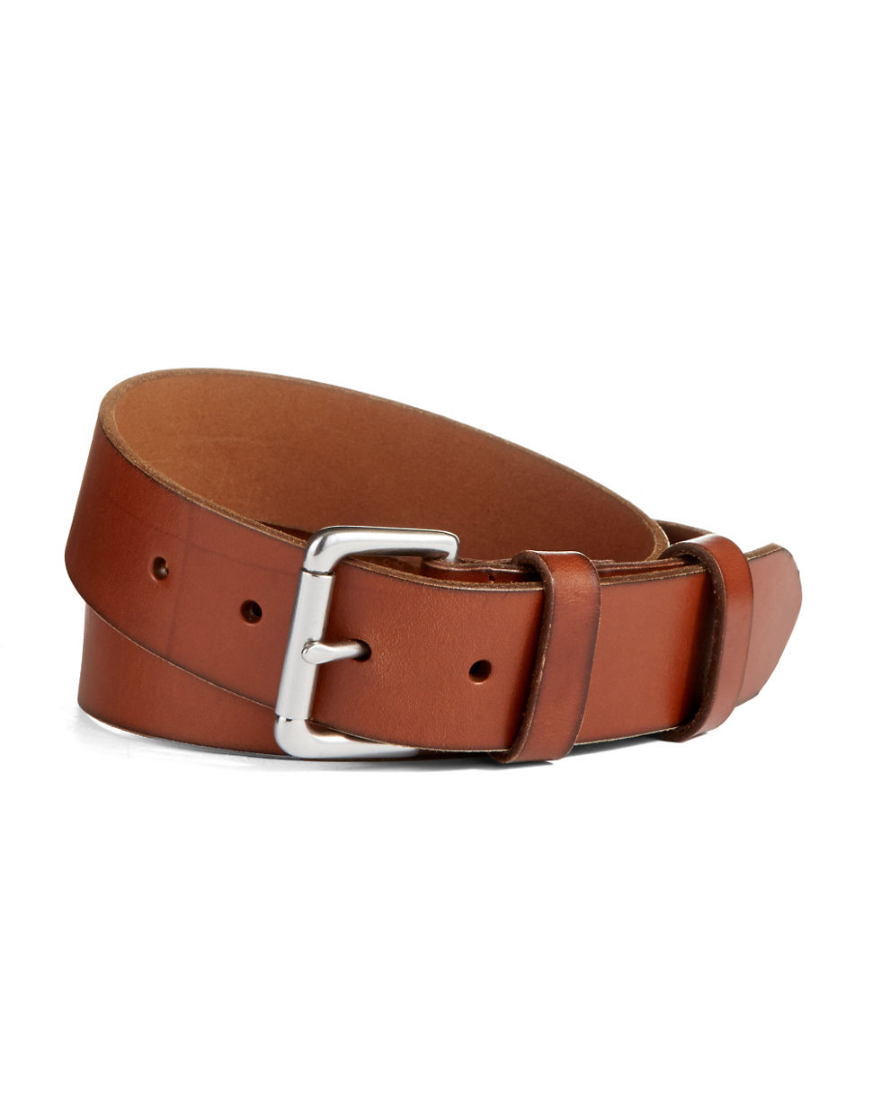 Polo ralph lauren Embossed Logo Patch Leather Belt in Brown for Men | Lyst