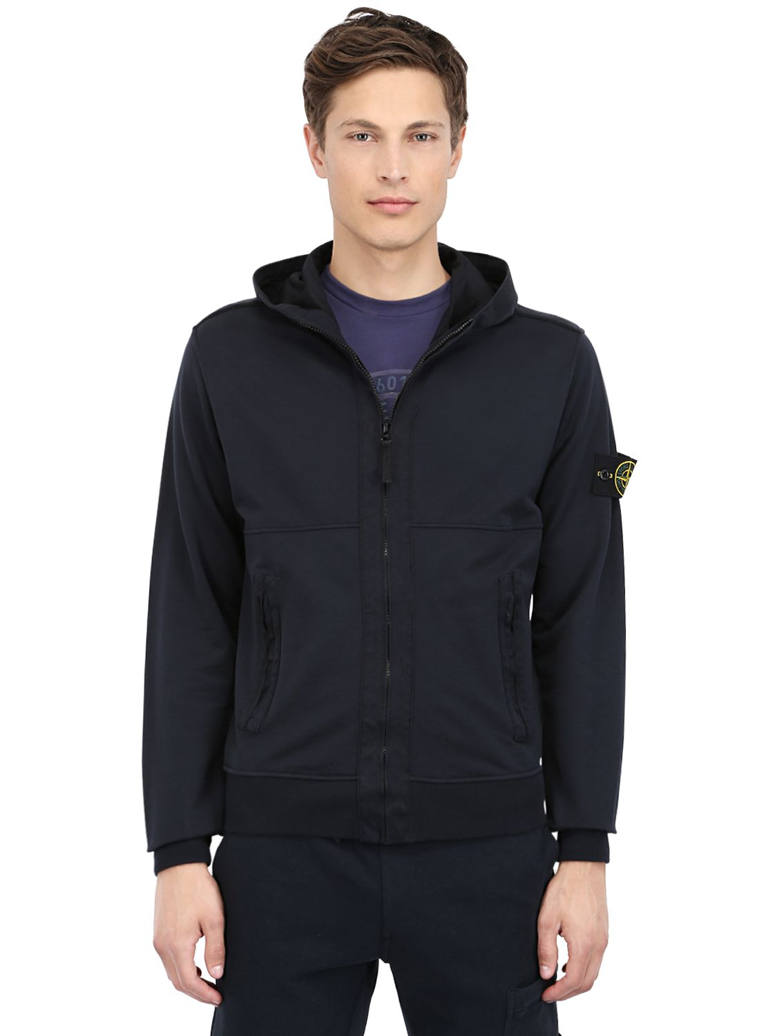 stone island garment dyed half zip sweat