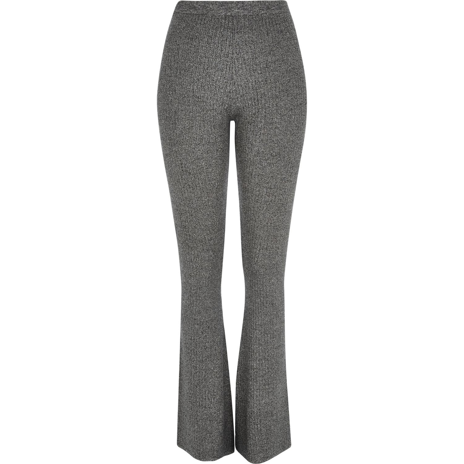 grey ribbed flare trousers