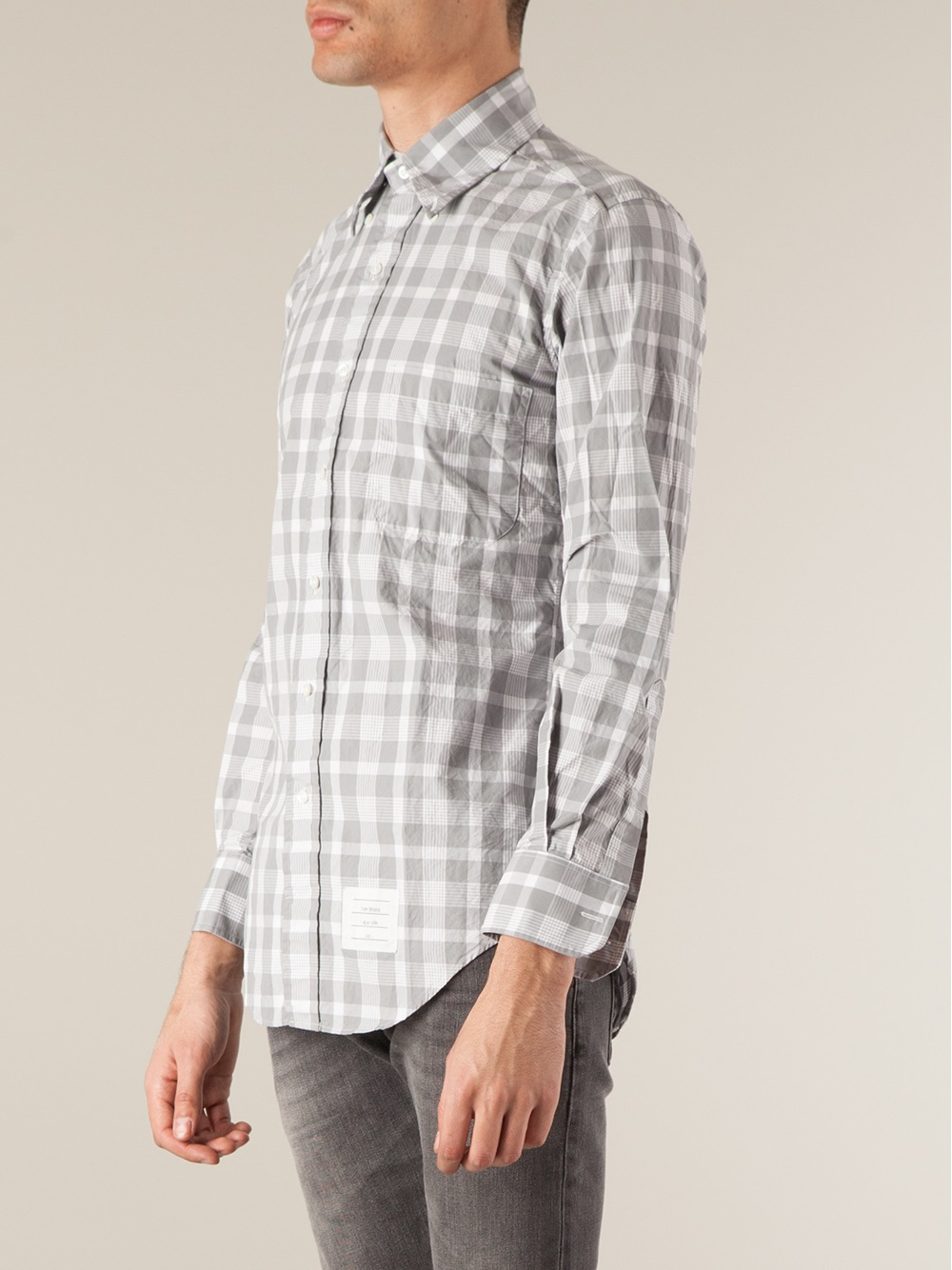 thom browne checked shirt