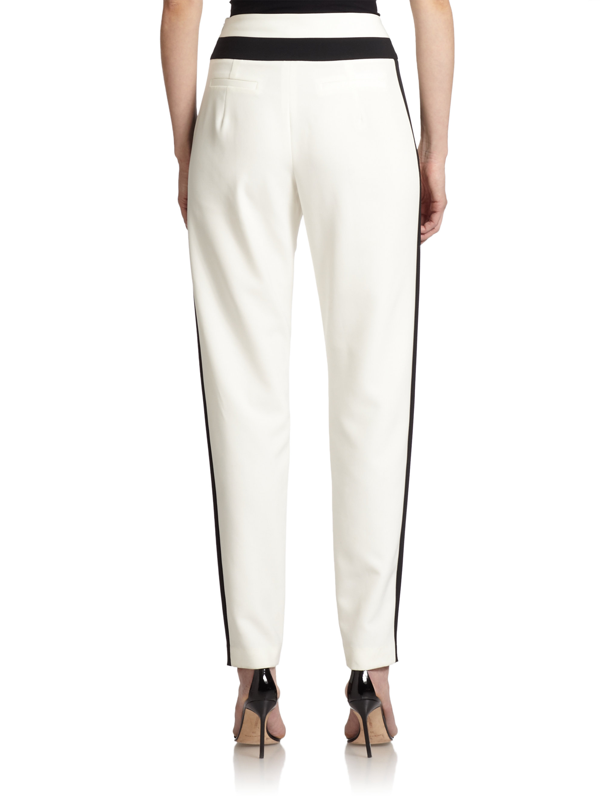 ladies tuxedo trousers satin stripe