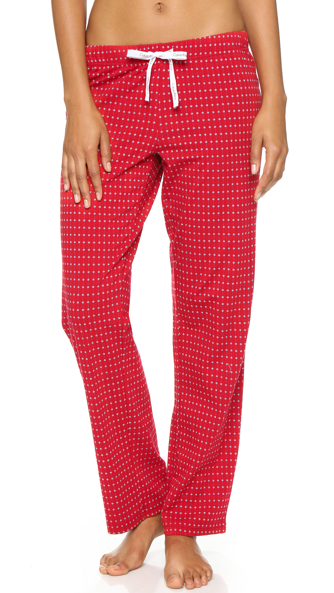 Calvin Klein Star-print Cotton Pyjama Bottoms in Red - Lyst