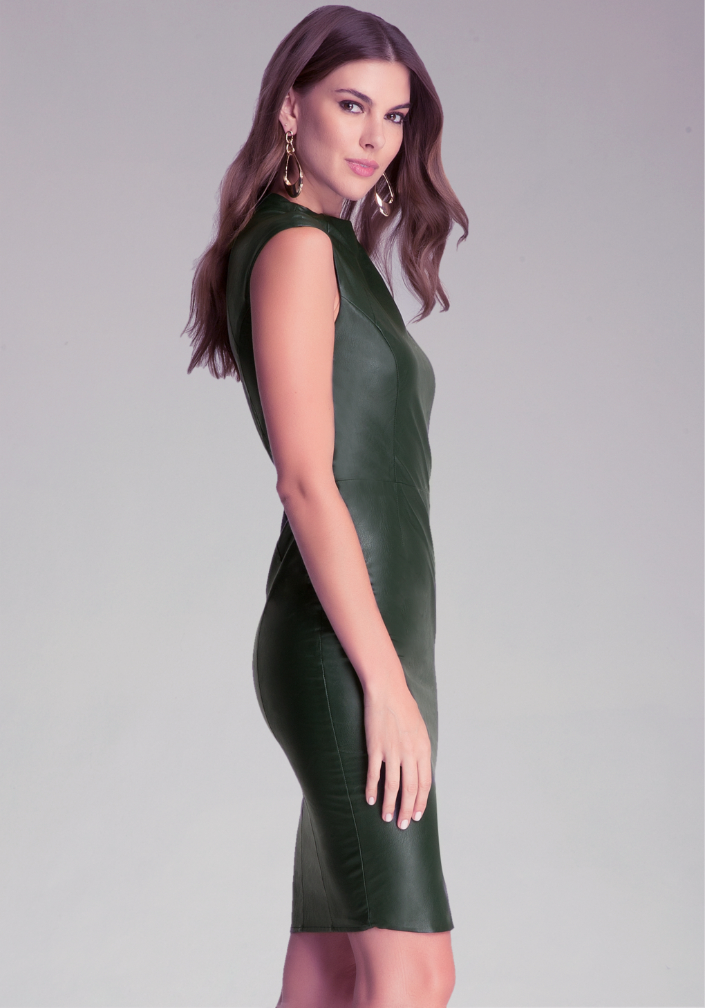 faux leather midi dress zara