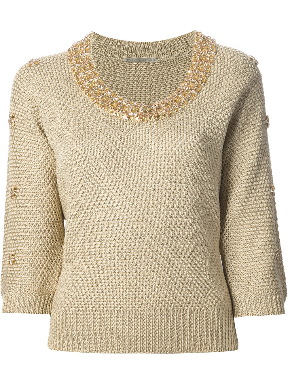 Ermanno Scervino Embellished Knit Sweater in Metallic - Lyst
