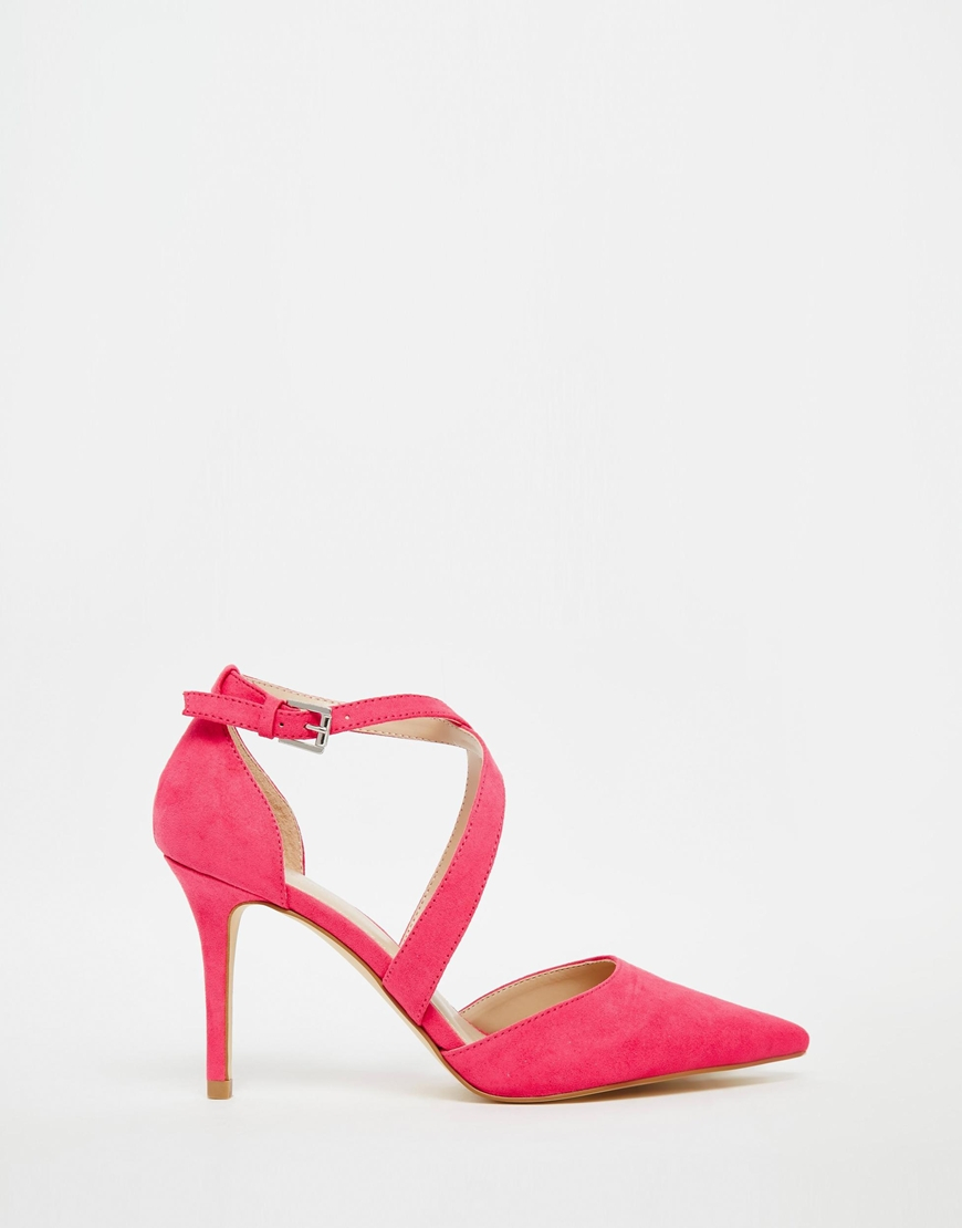 Carvela Kurt Geiger Suede Kross Cross Strap Point Heeled Shoes in Pink ...