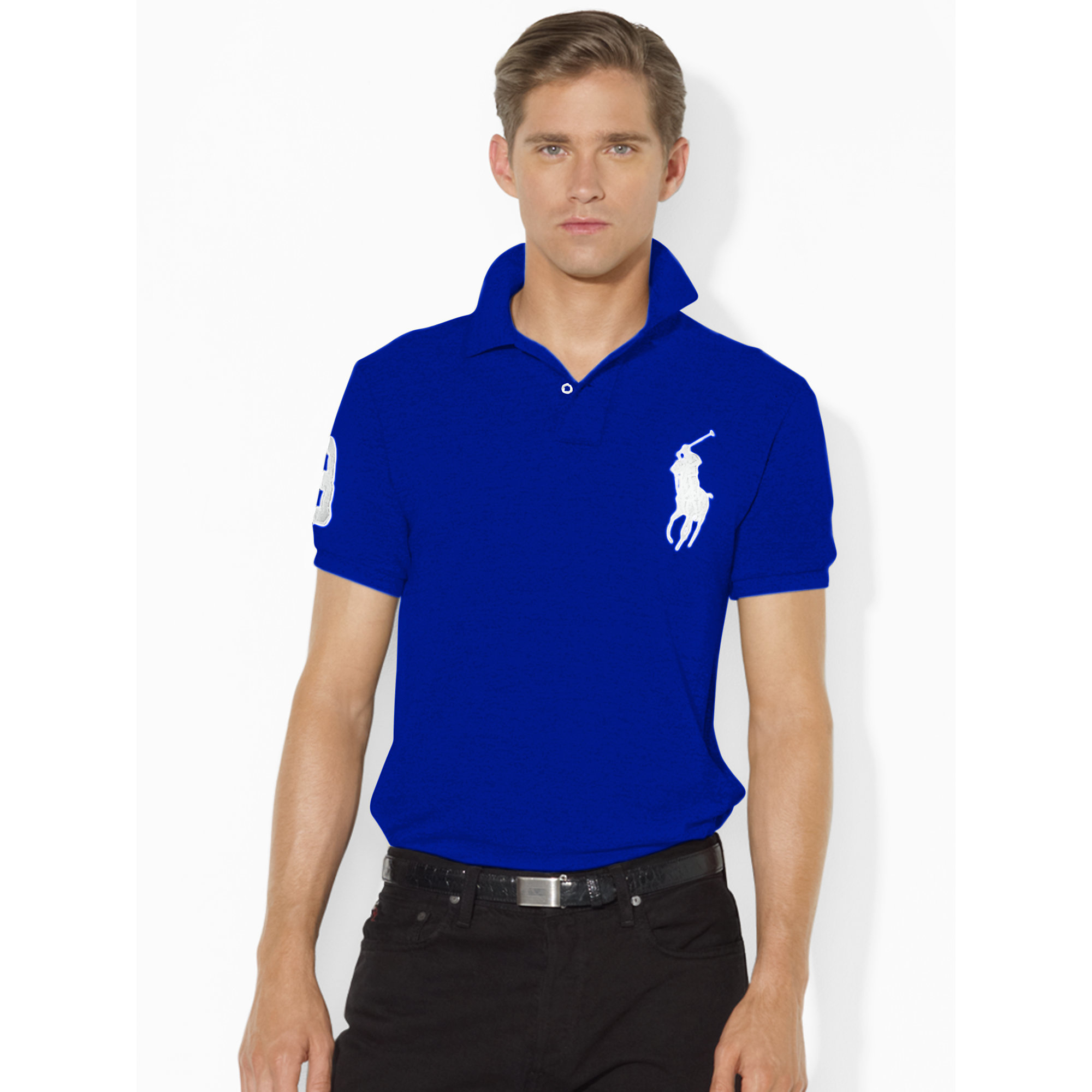 Polo Ralph Lauren Cotton Slim-fit Big Pony Polo Shirt in Blue for Men - Lyst
