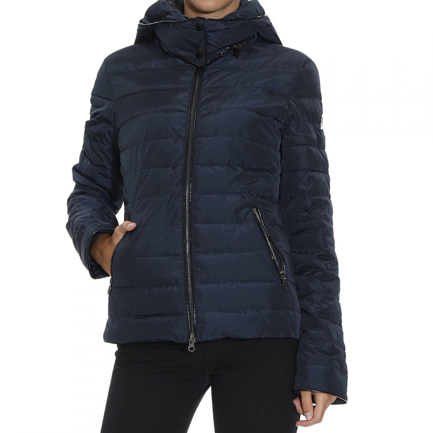 Armani Jeans Down Jacket Hooded And Piping Lurex in Blue | Lyst