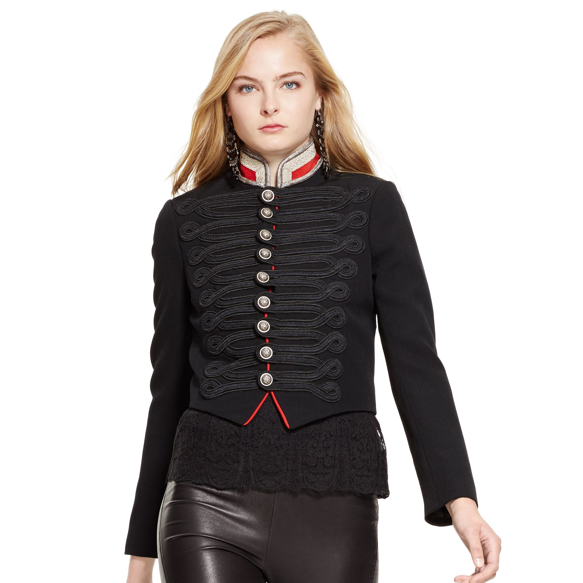 Polo Ralph Lauren Cropped Officer'S Jacket in Black | Lyst UK