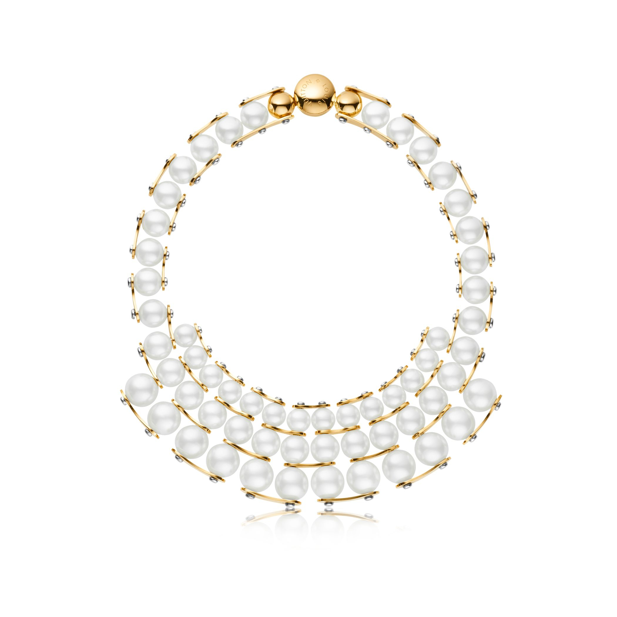Louis vuitton Lv Speedy Pearls Plastron Necklace in White | Lyst