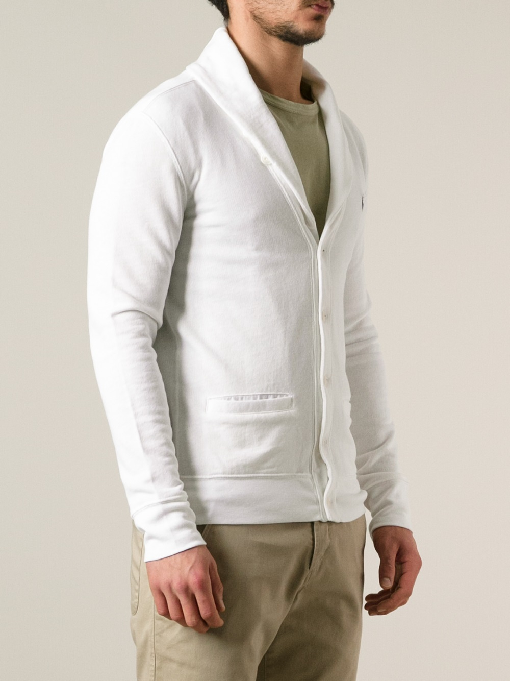 Ralph Lauren Purple Label Shawl Collar Cardigan in White for Men | Lyst