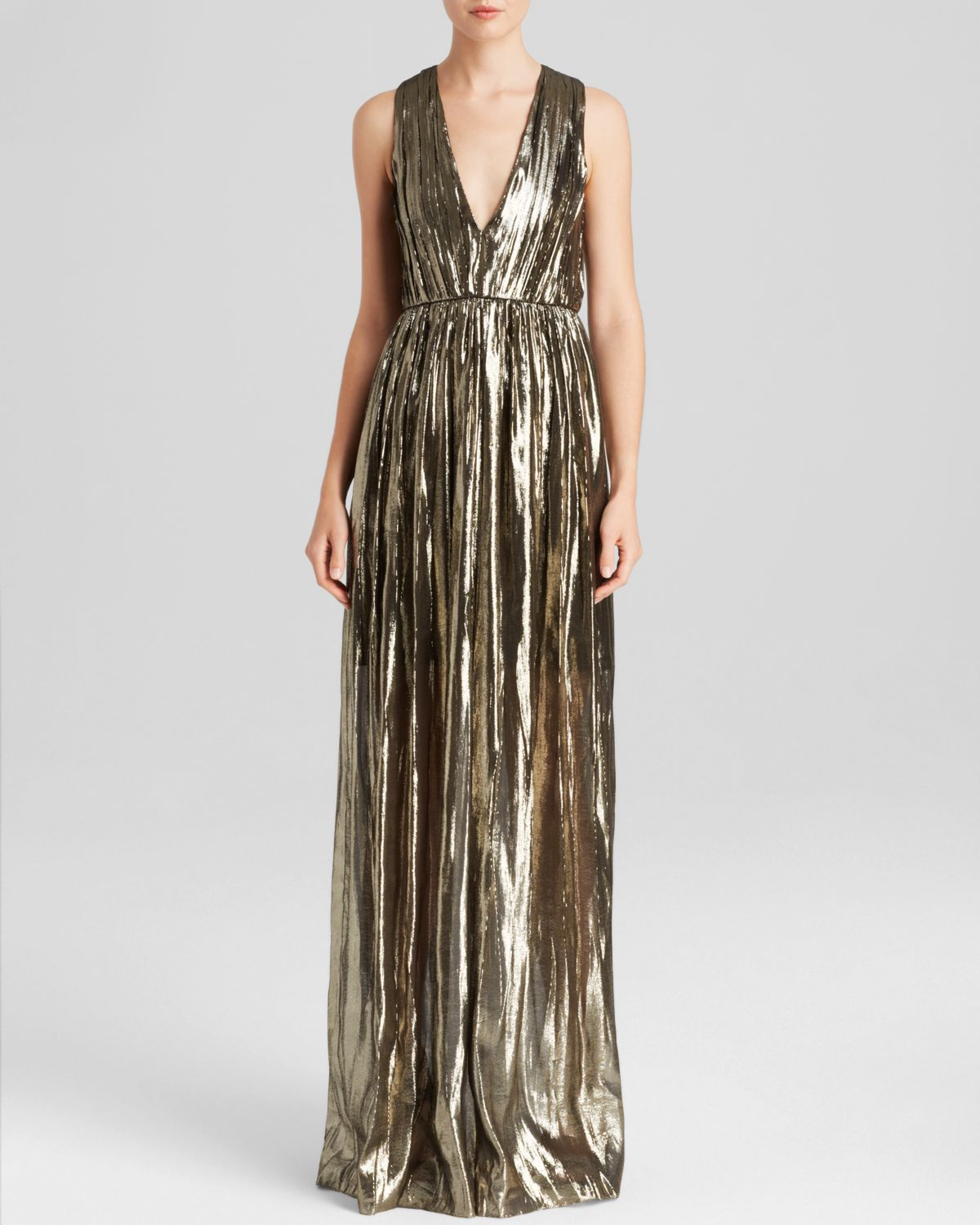 alice and olivia gold dress