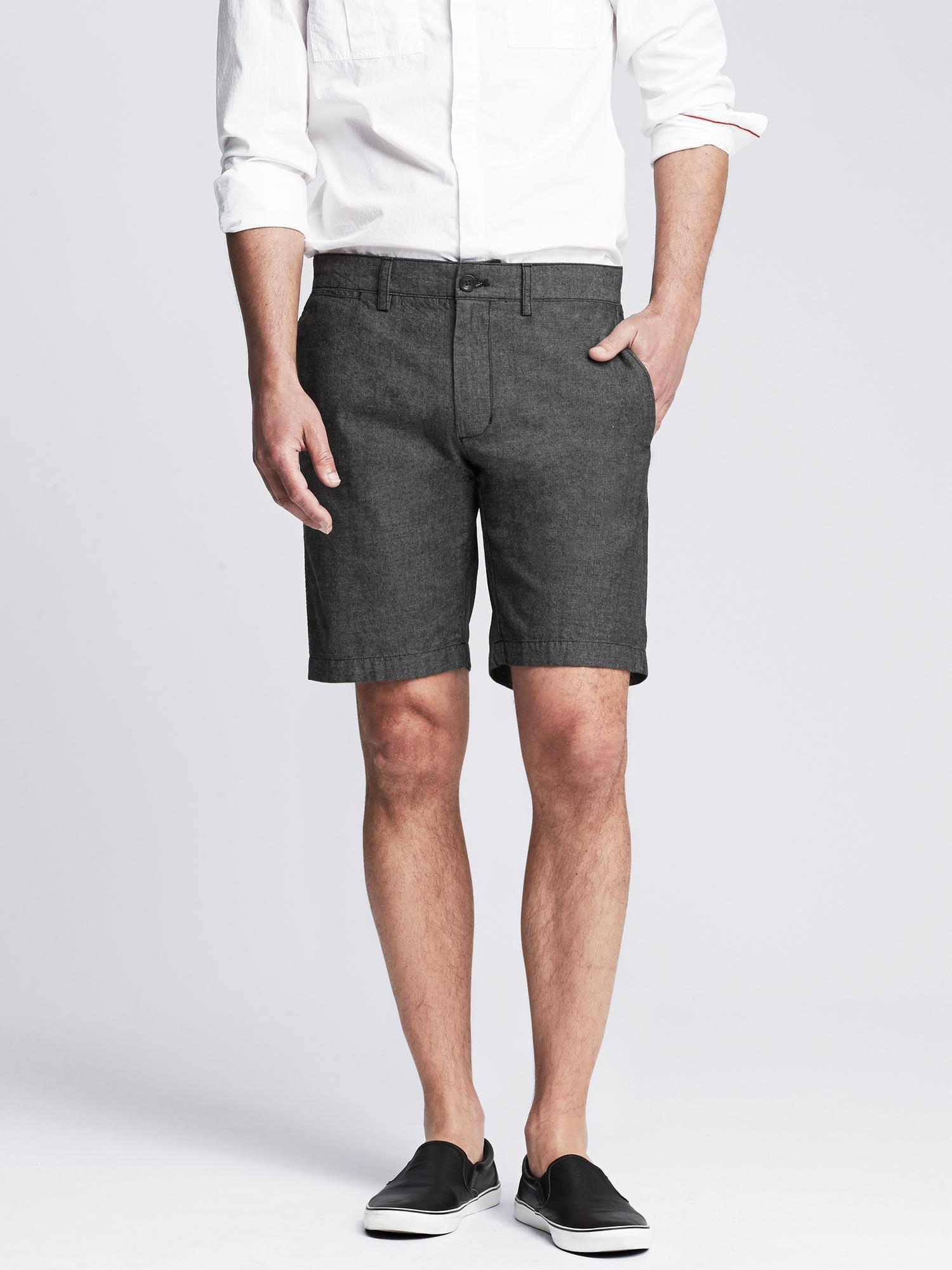 Banana republic Aiden Slim Chambray Short in Gray for Men (Dark gray
