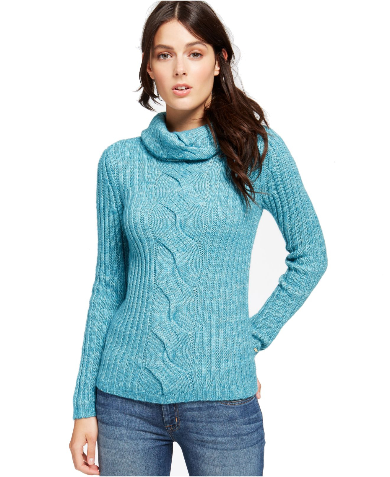 Tommy hilfiger CableKnit CowlNeck Sweater in Blue Lyst